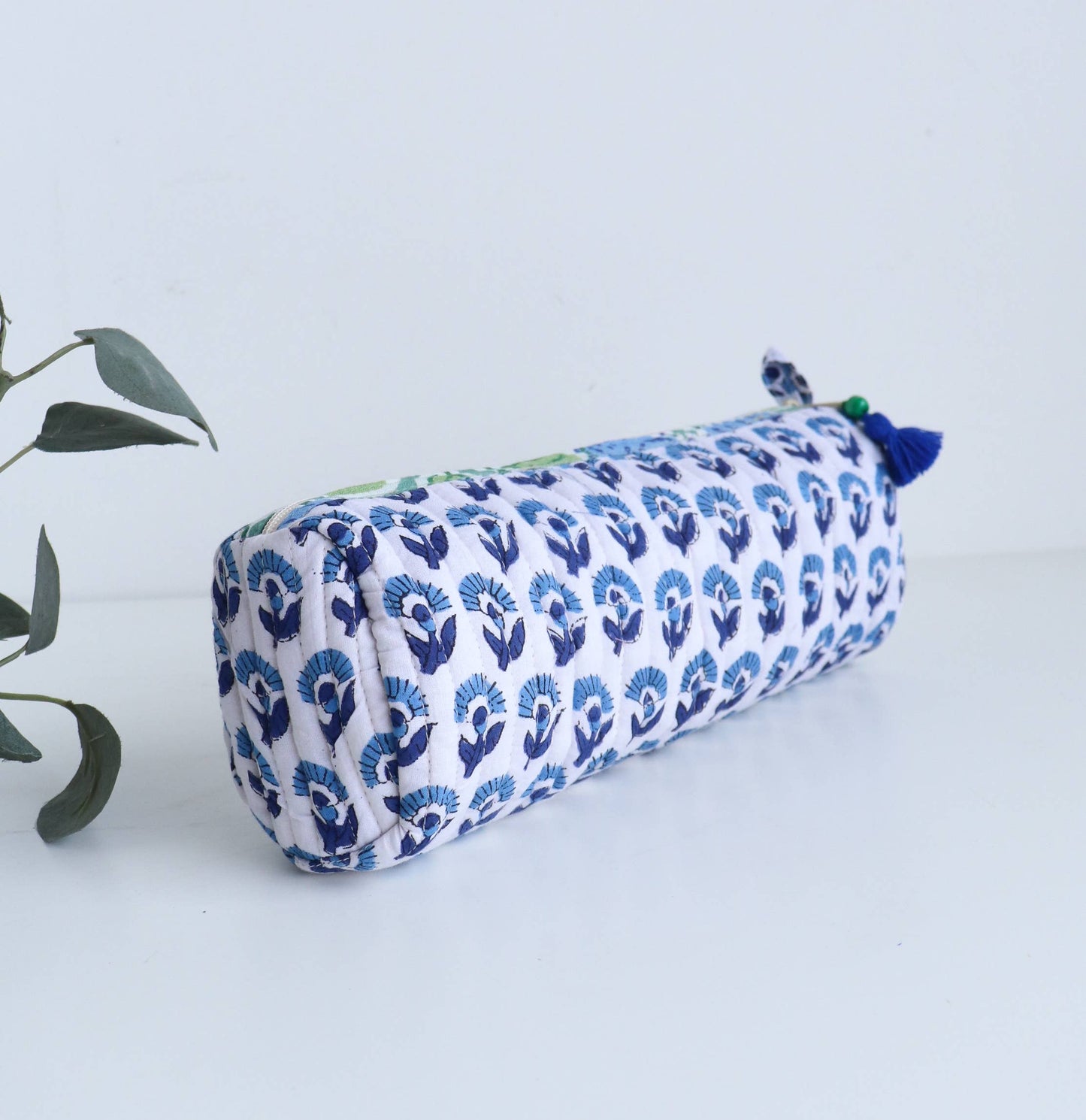 TerraWeave - Quilted Round Pencil Pouch, Make up Brush Bag, Organizer