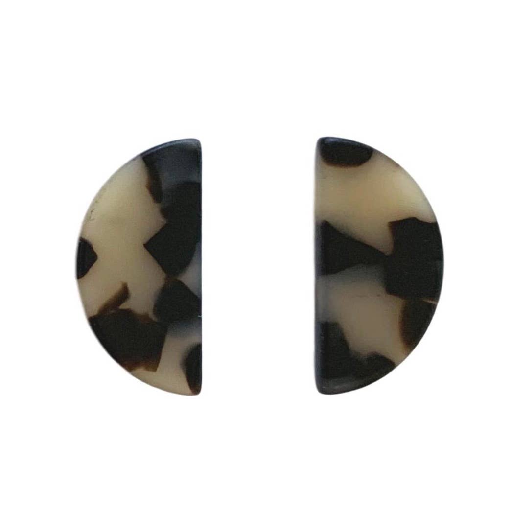 St Armands Designs of Sarasota - Blonde Tortoise Halfmoon Minimalist Stud Earrings