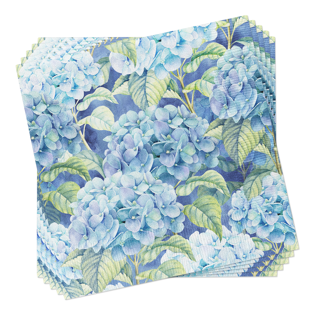 European Excellency - Blue Hydrangea Napkins - Floral Paper Napkins: Lunch
