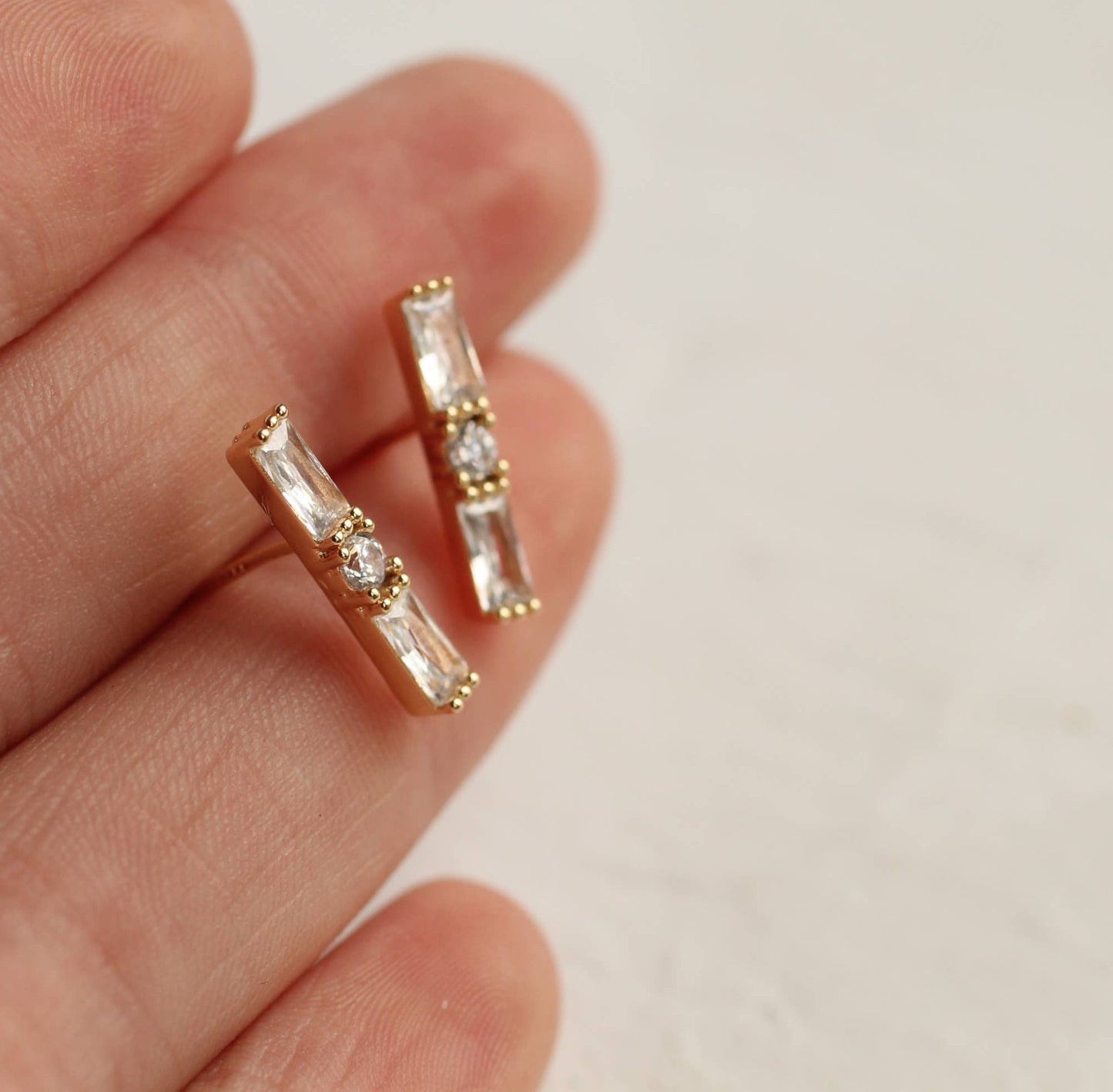 Silk Purse, Sow's Ear - Classic Art Deco Baguette Stud Earrings