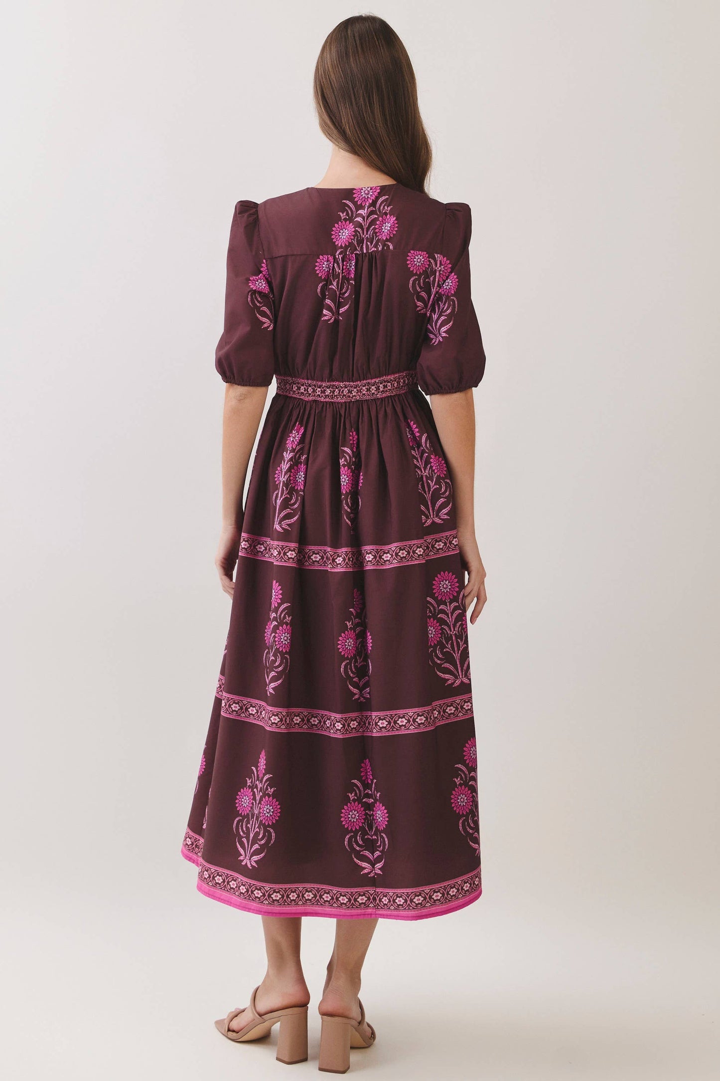 Leslie Floral Border Print Midi Dress