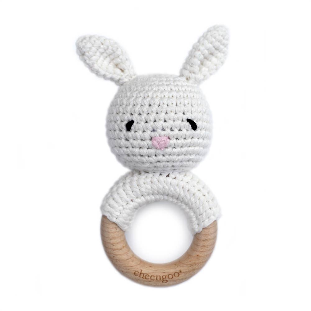 Cheengoo - Bunny Teething Rattle - Snow