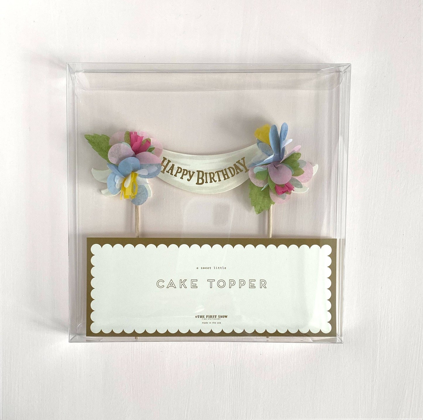 The First Snow - Happy Birthday Cake Topper Multi-Color Paper Flowers