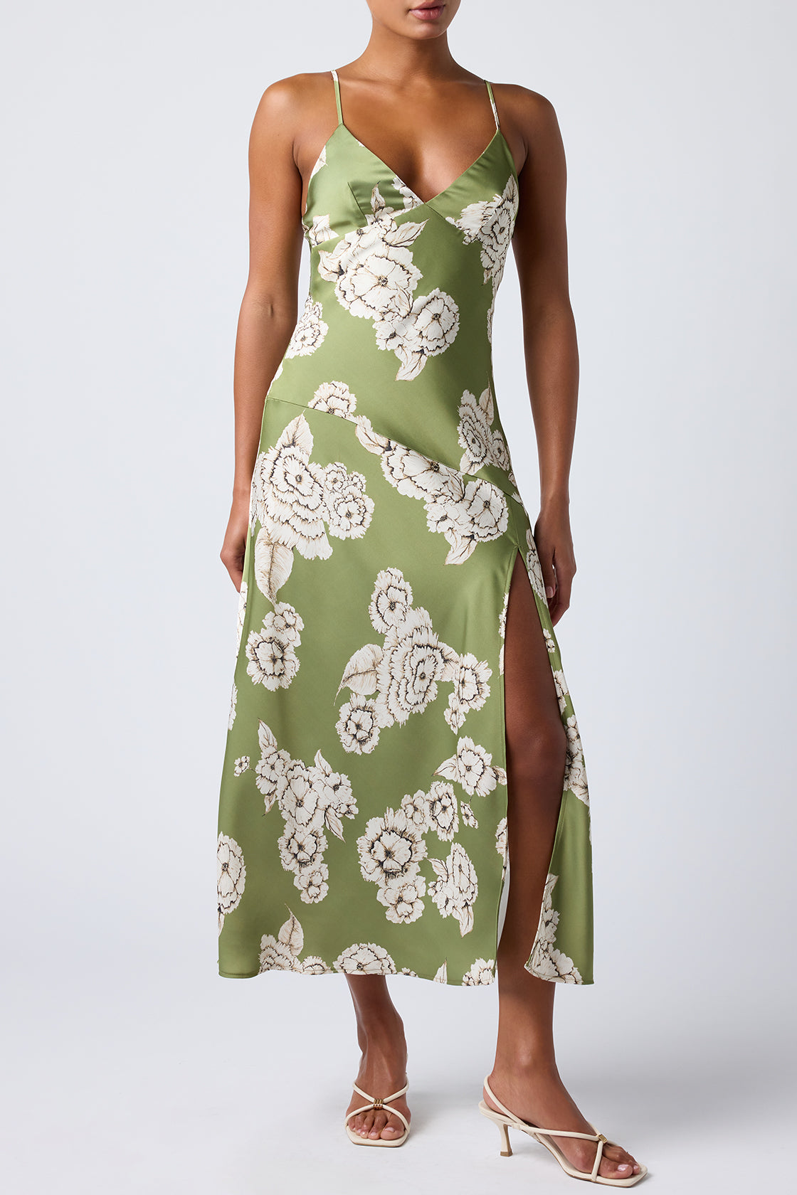 Carreta Midi Slip Dress - Chartreuse