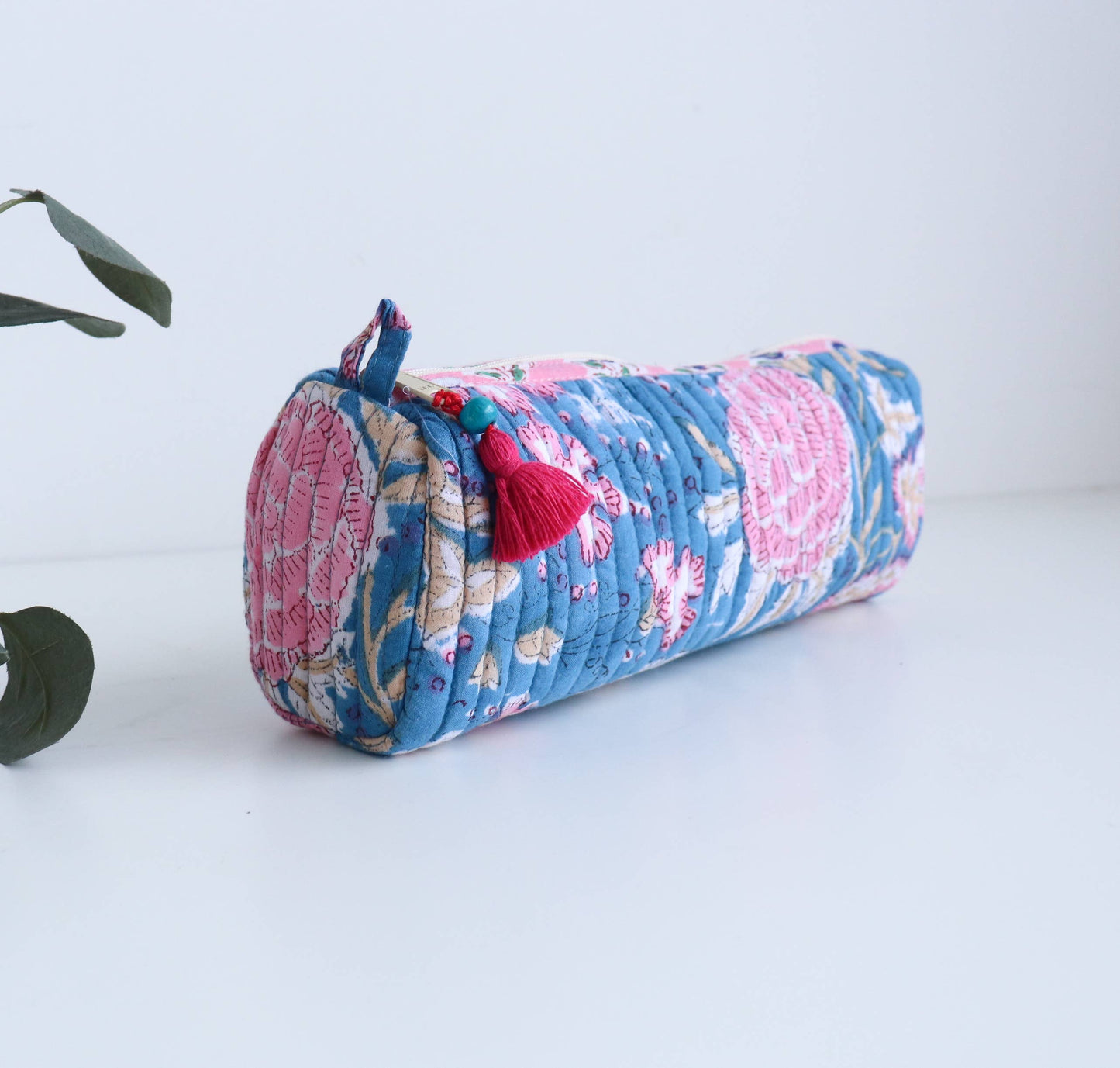 TerraWeave - Quilted Round Pencil Pouch, Make up Brush Bag, Organizer