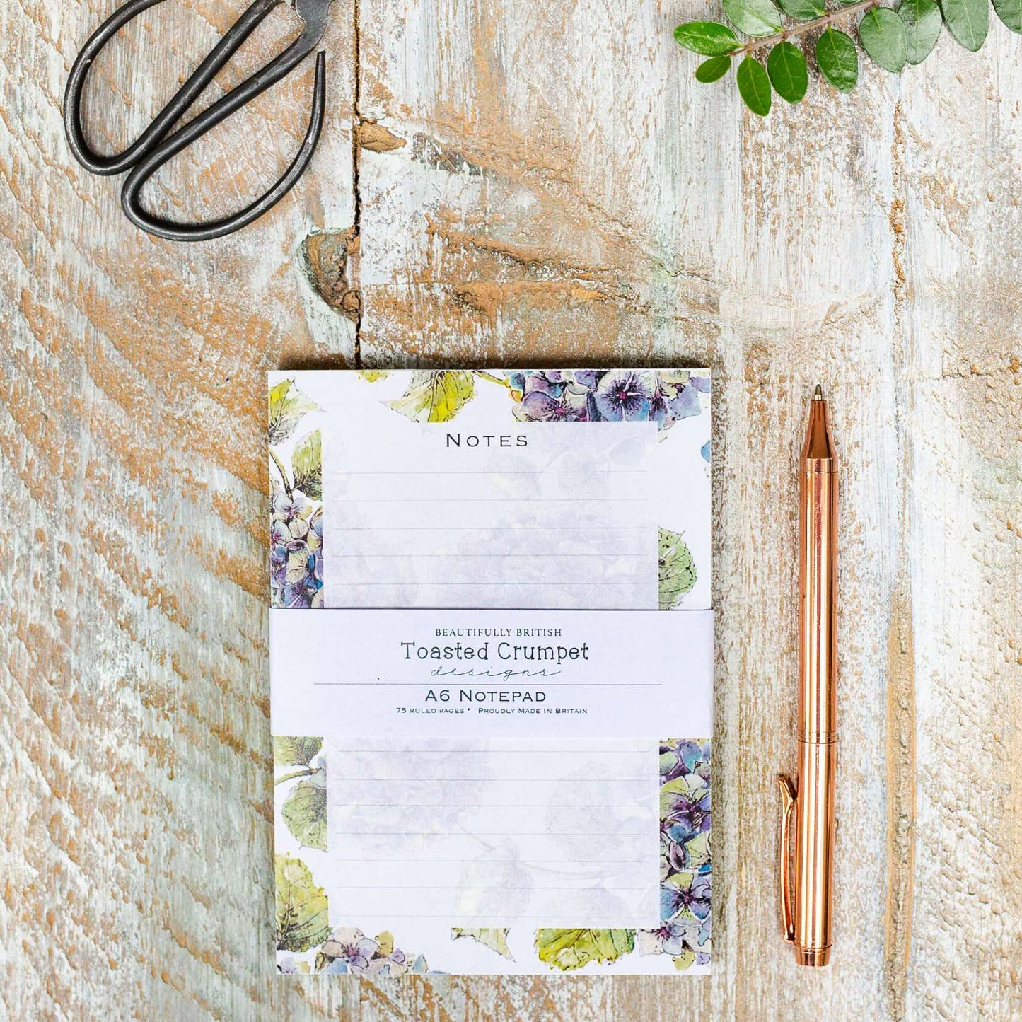 Toasted Crumpet - Hydrangea Pure A6 Jotter Notepad