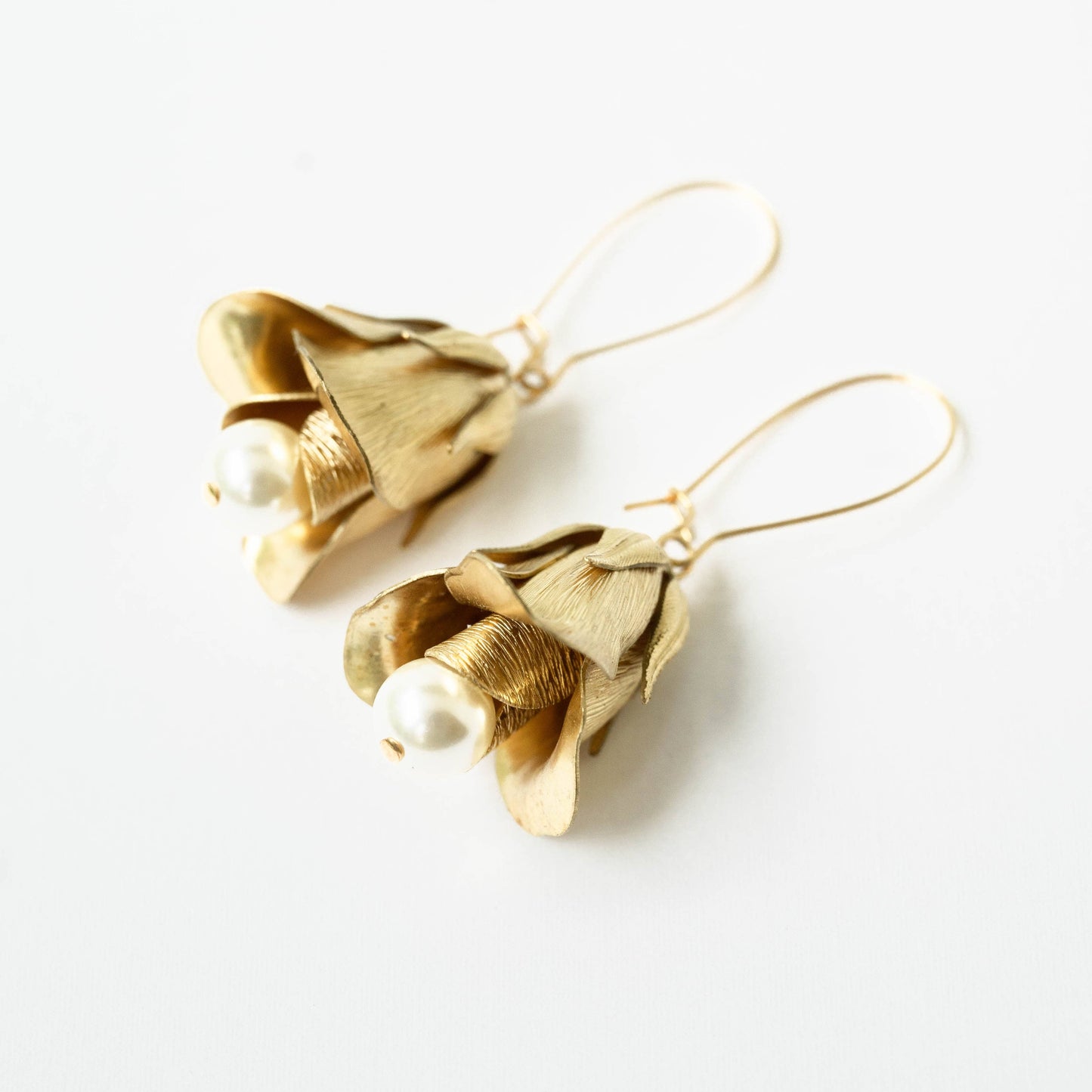 Nest Pretty Things - Flower Bud and Pearl Hanging Earrings