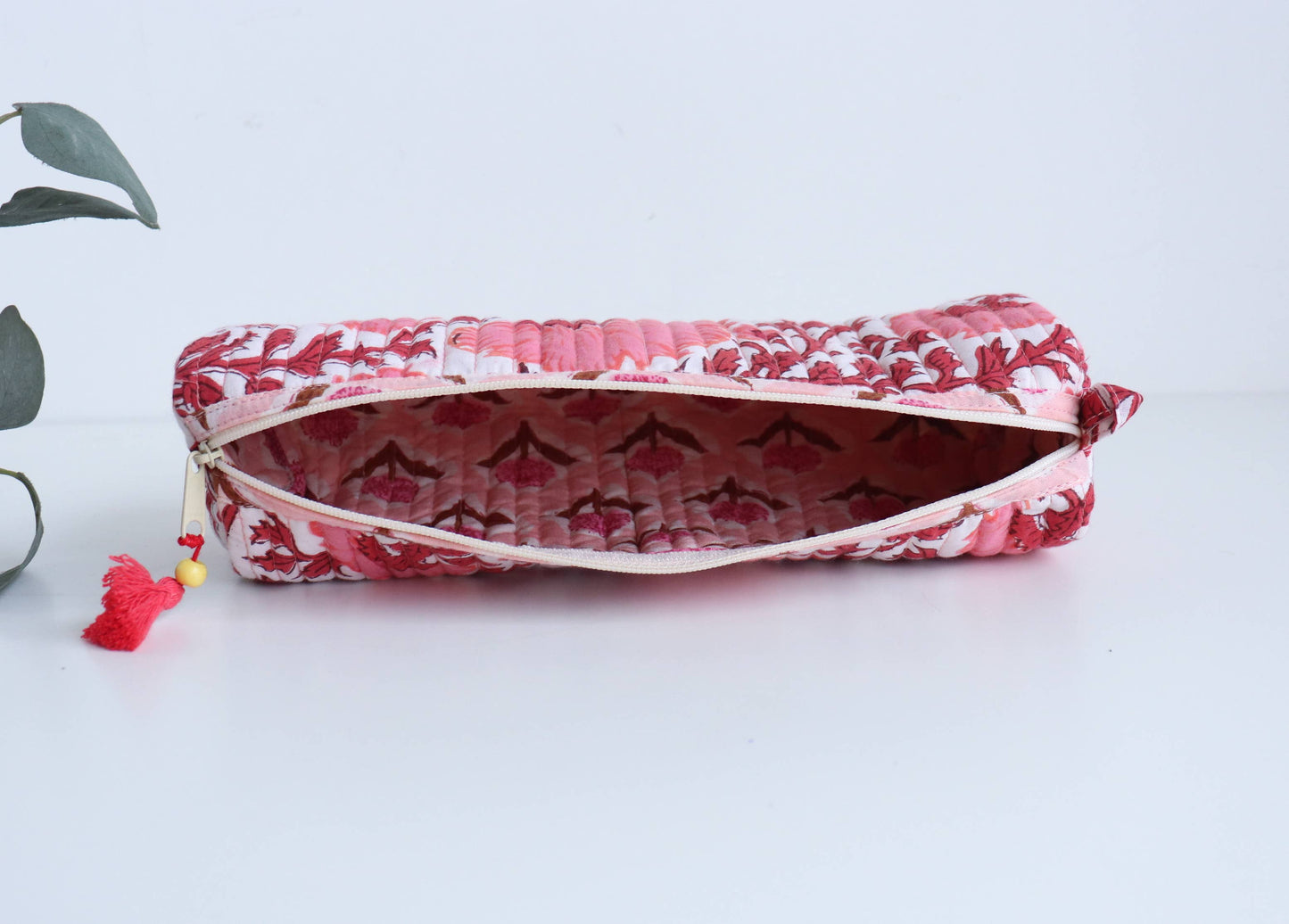 TerraWeave - Quilted Round Pencil Pouch, Make up Brush Bag, Organizer