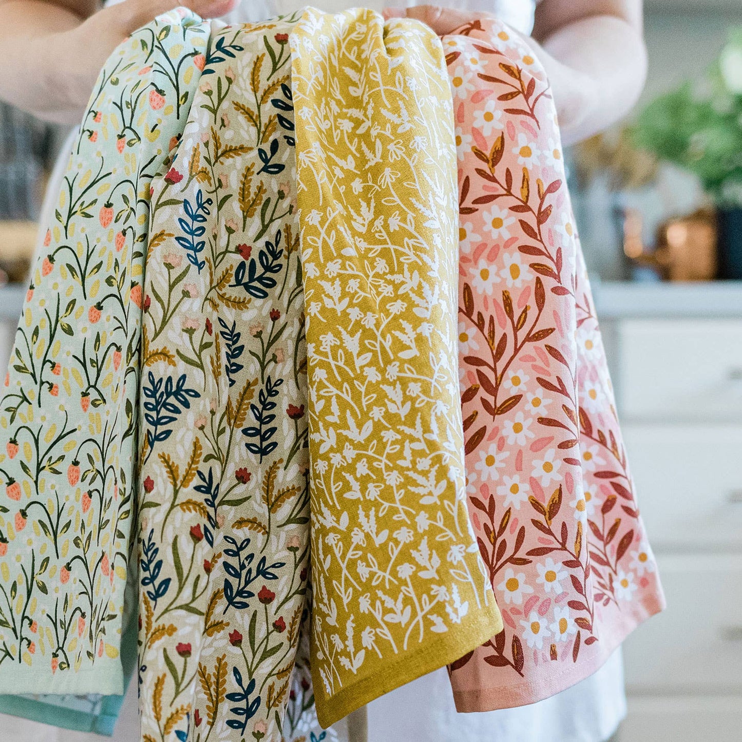 1canoe2 | One Canoe Two Paper Co. - Mustard Tiny Floral Kitchen Towel