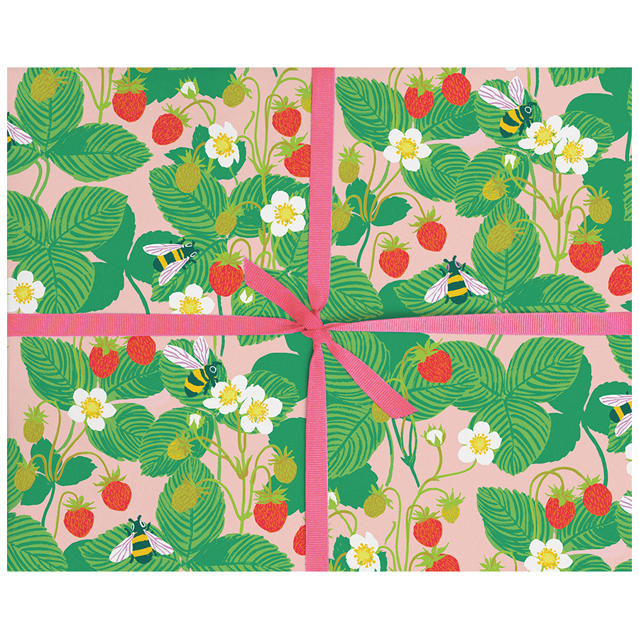 Smudge Ink - Bees & Strawberries Gift Wrap