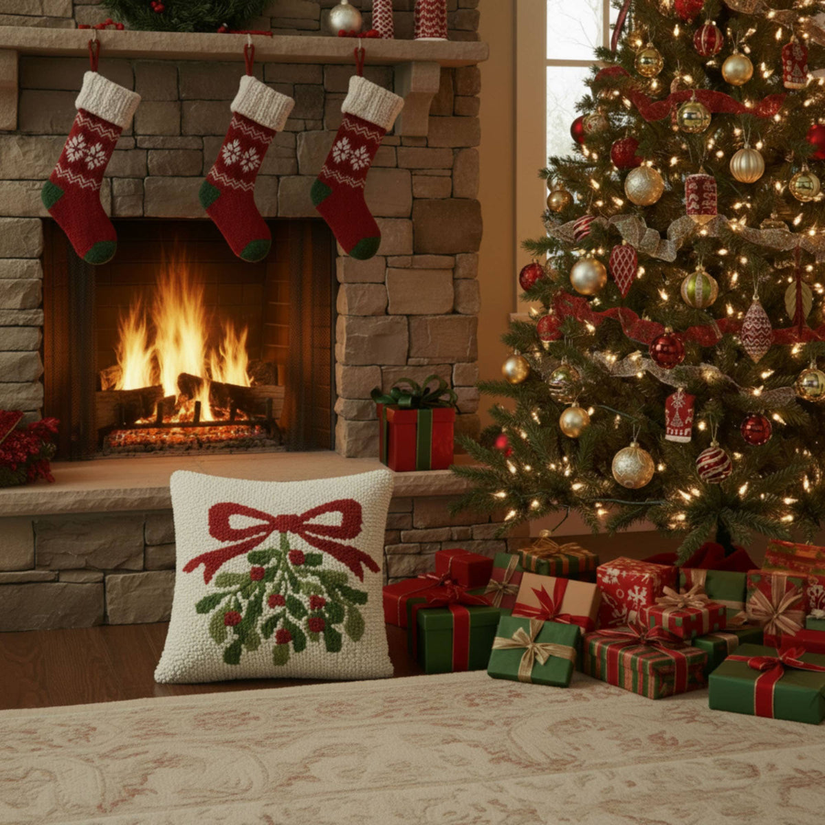 Peking Handicraft - Mistletoe White Hook Pillow
