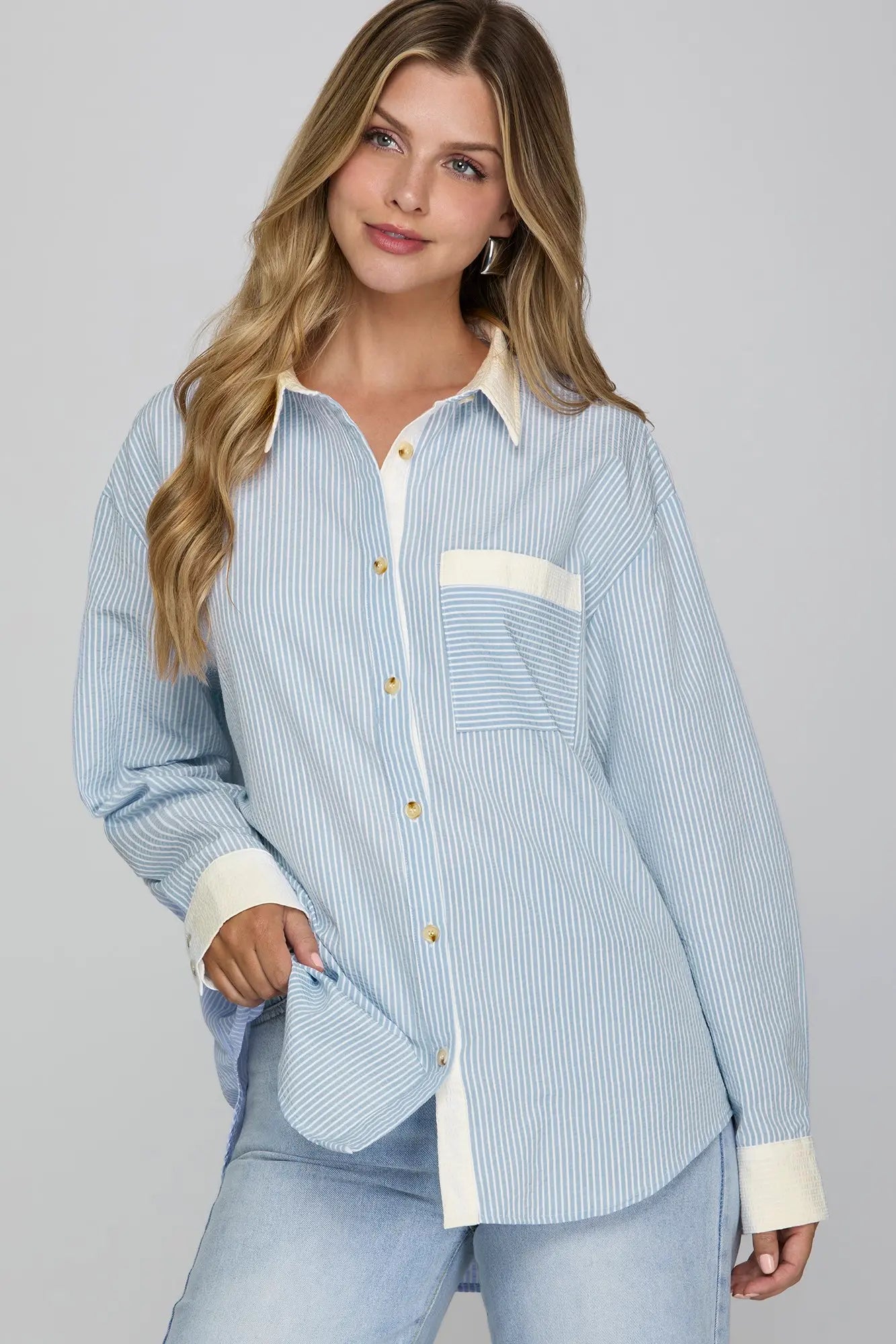 Floret Blue and White Striped Shirt