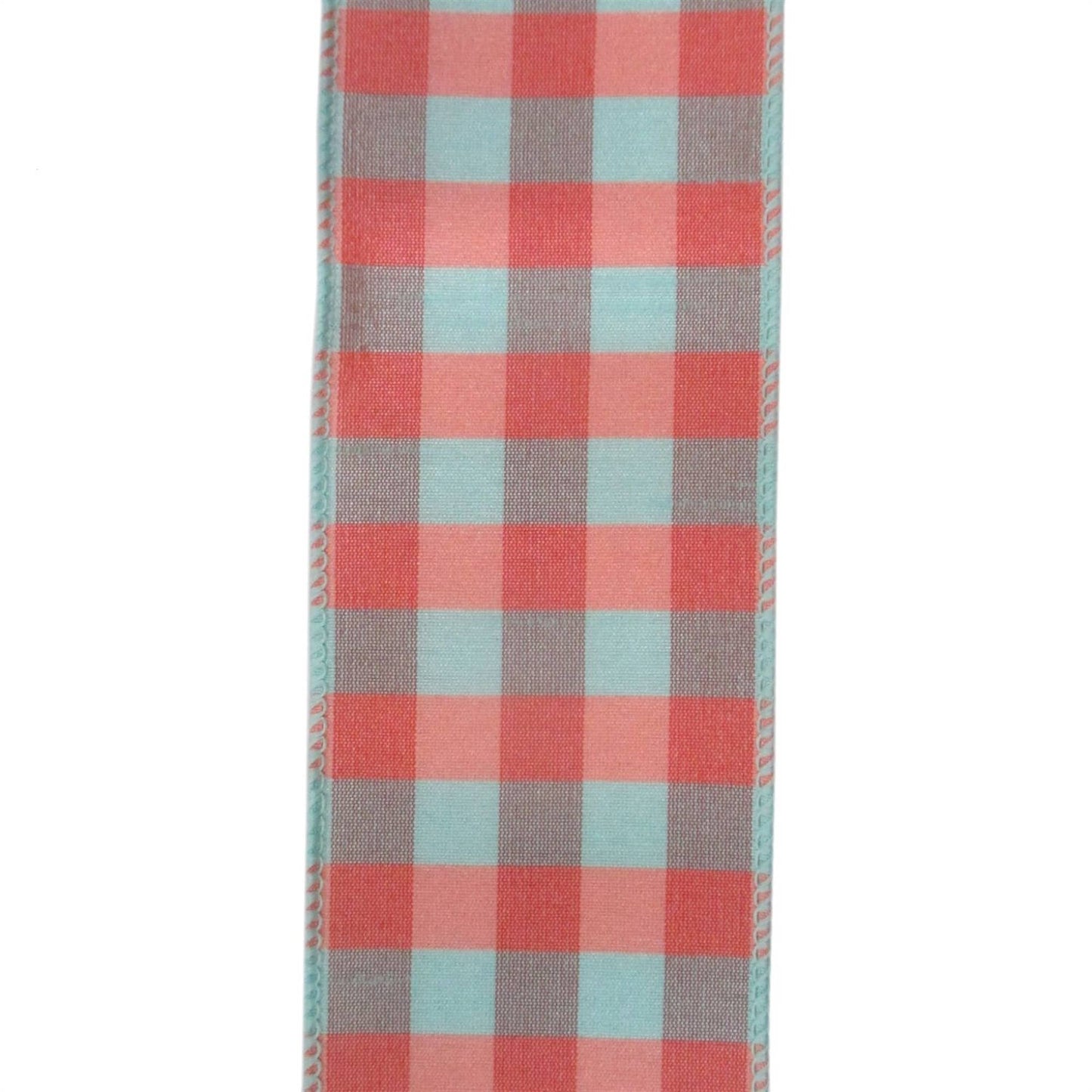 David Christopher's Collection - Aqua / Coral Plaid Ribbon