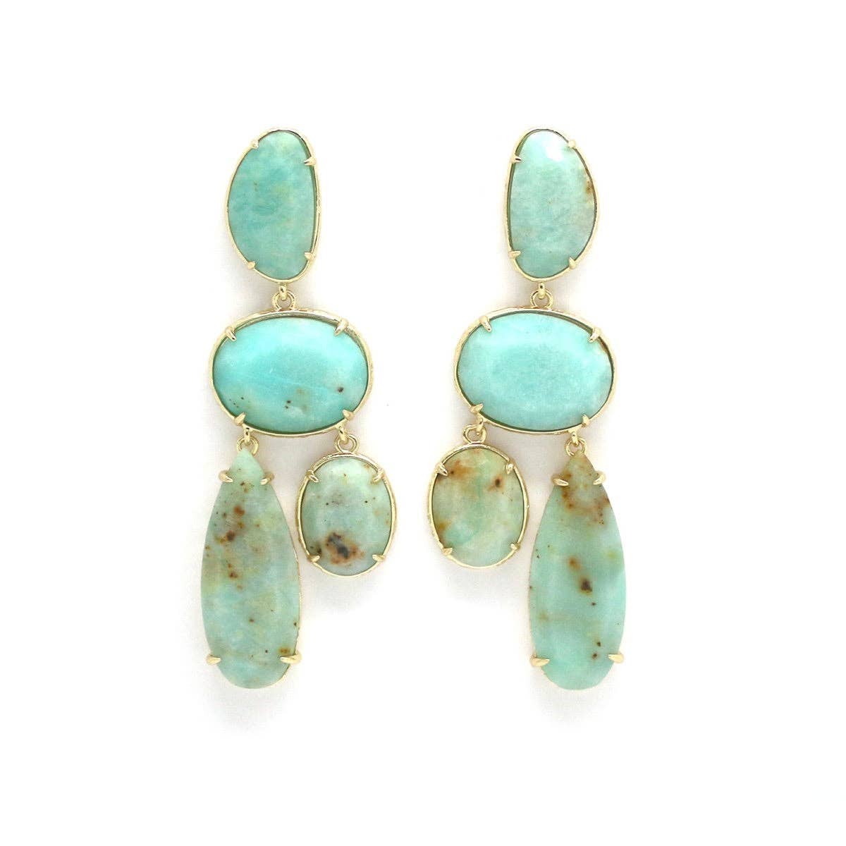 LIZOU - Amazonite Dangle Earrings - E4-429B