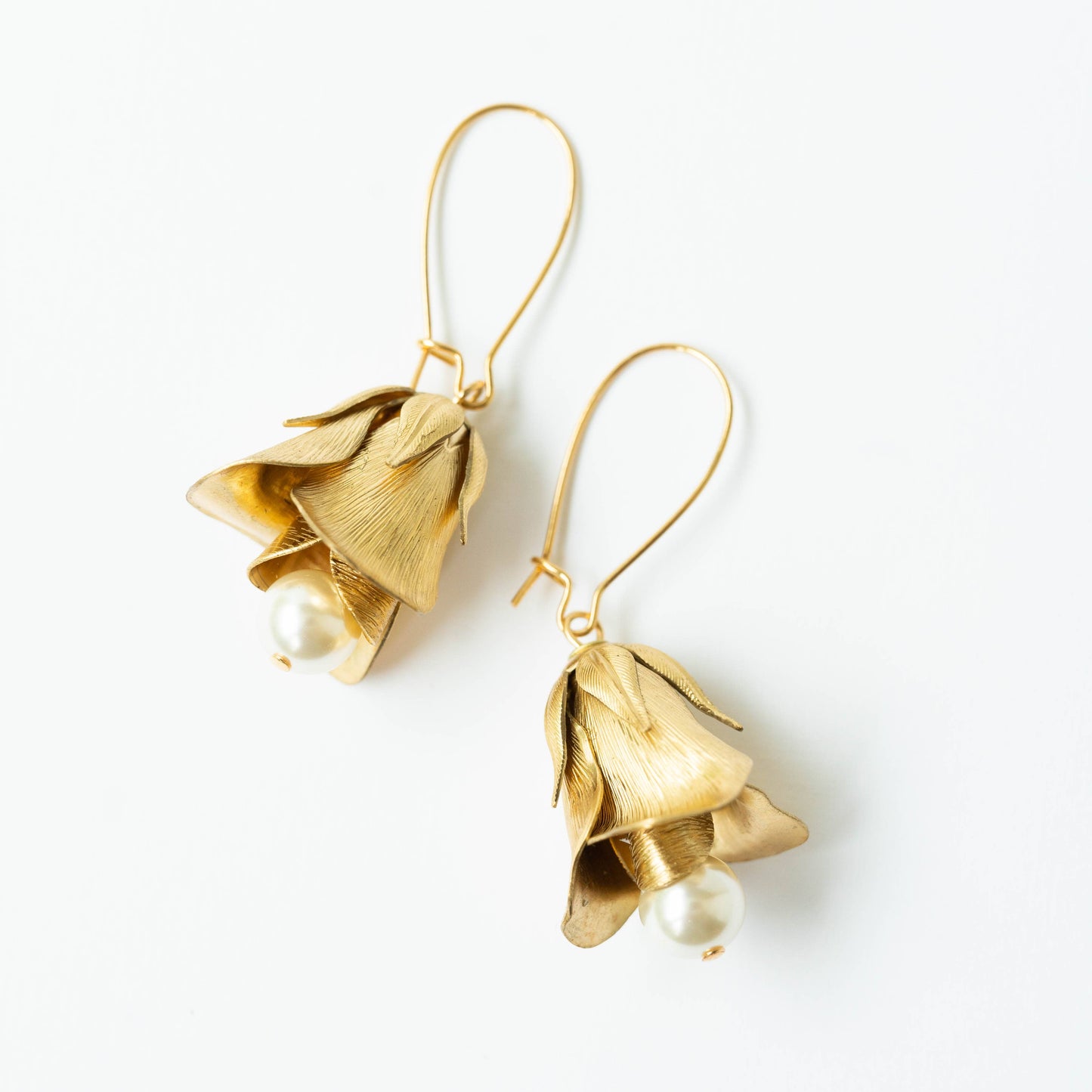Nest Pretty Things - Flower Bud and Pearl Hanging Earrings