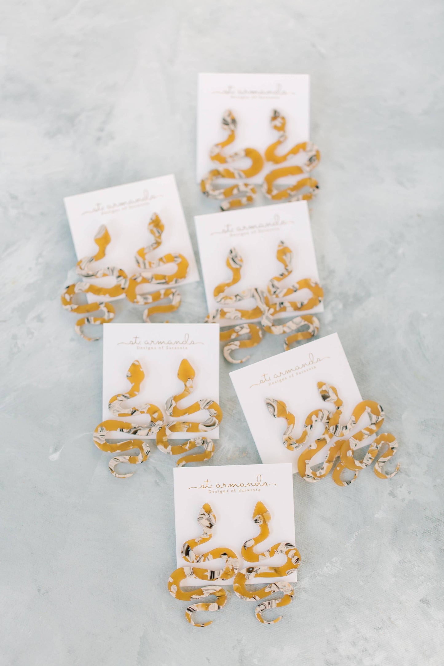 St Armands Designs of Sarasota - Yellow Marble Python Snake Drop Earrings