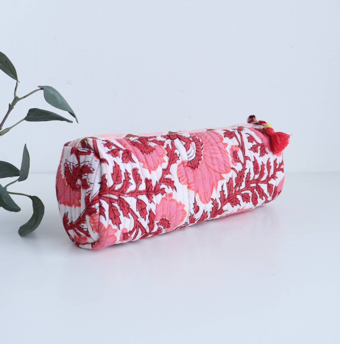 TerraWeave - Quilted Round Pencil Pouch, Make up Brush Bag, Organizer