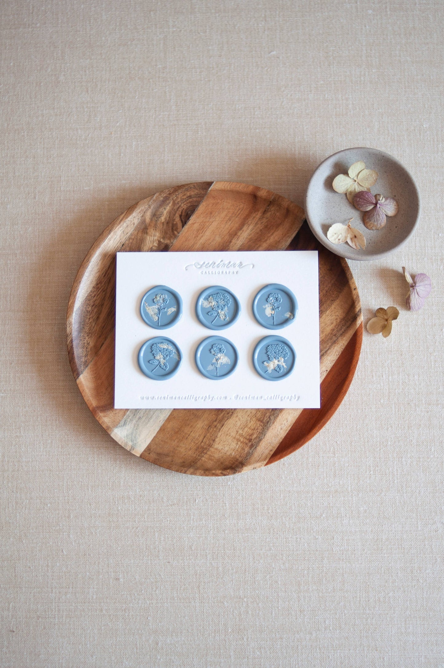 Seniman Calligraphy - Set of 6 Dusty Blue Wax Stickers