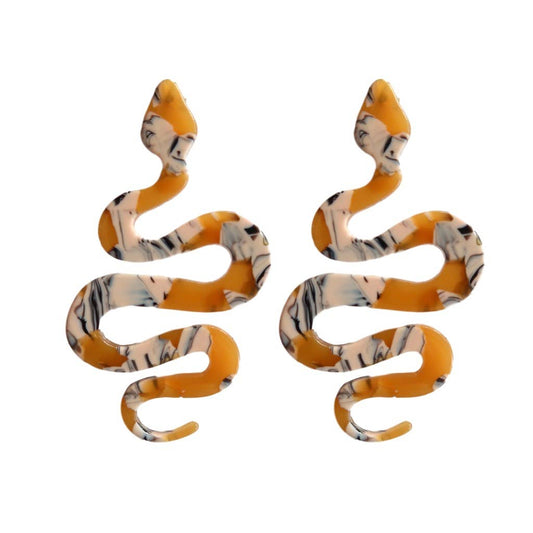 St Armands Designs of Sarasota - Yellow Marble Python Snake Drop Earrings
