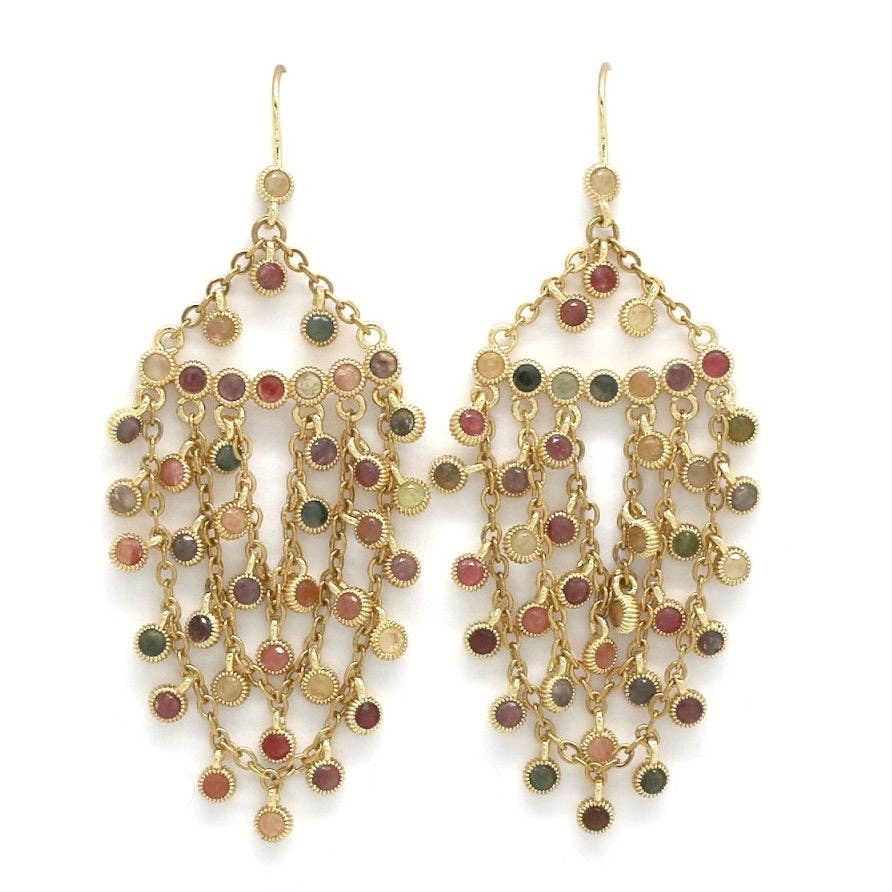 LIZOU - Tourmaline Chain Chandelier Earrings - E4-357