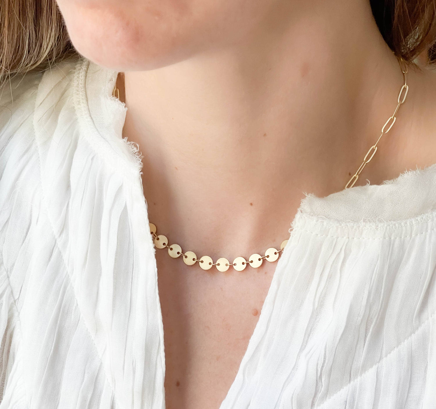 Nest Pretty Things - Adjustable Gold Sequin Disc Chain Necklace