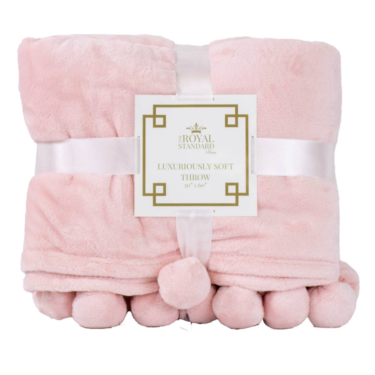 The Royal Standard - Cozy Pom Pom Throw Light Pink 50x60