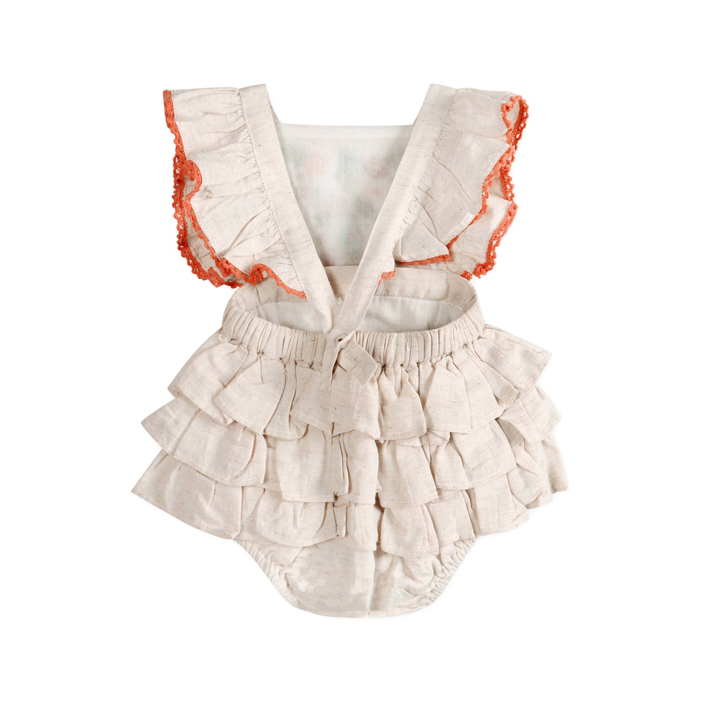 Viverano Organics - Anya Embroidered Baby Romper + Headband (Linen Blend)