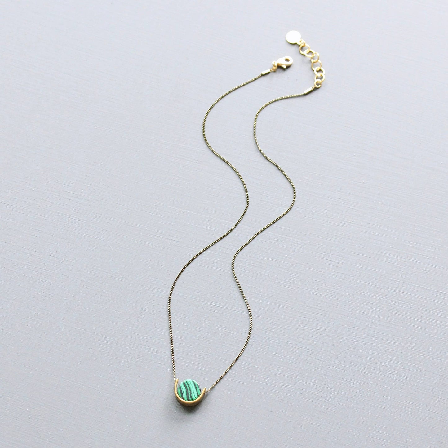 David Aubrey Jewelry - Synthetic Malachite Mini Pendant Necklace with Brass