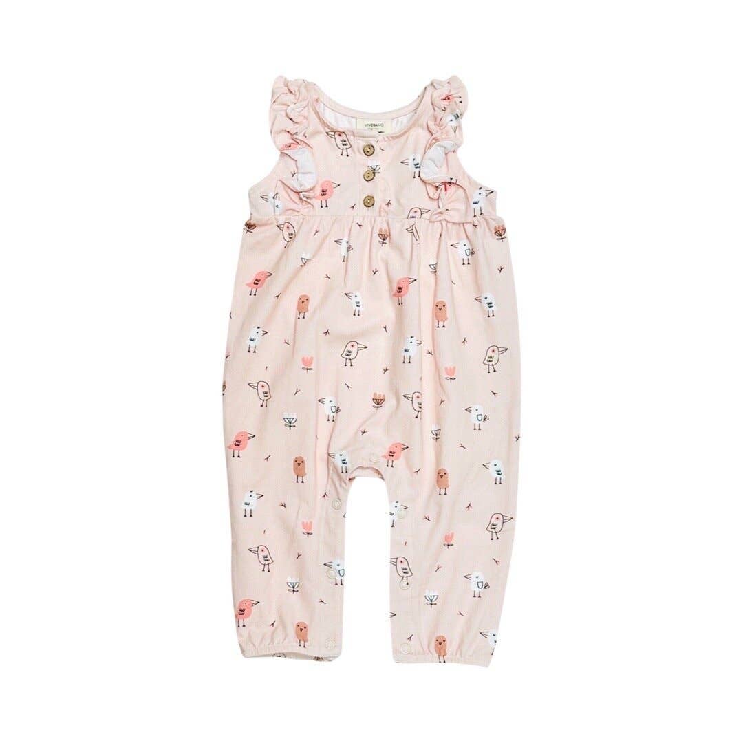 Viverano Organics - Birds Ruffle & Button Baby Jumpsuit (Organic Jersey)