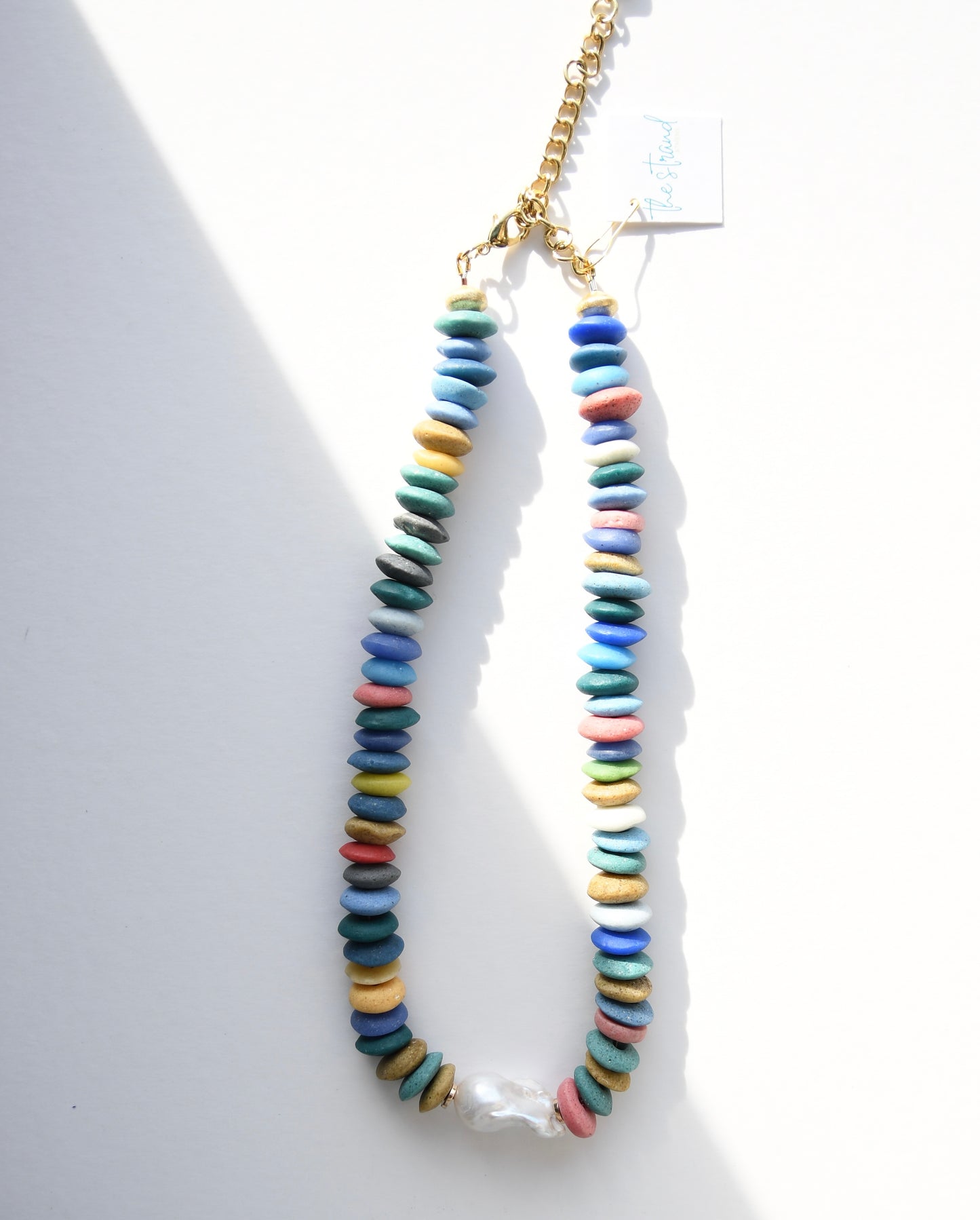 Multi Ashanti Bead Necklace w/ Freshwater Pearl