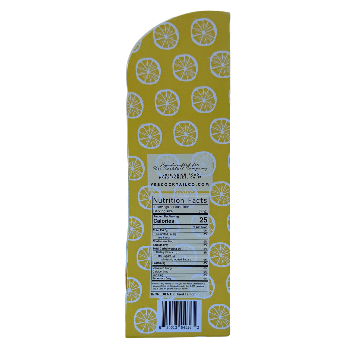 Yes Cocktail Co - Dehydrated Cocktail Garnishes: Lemon / Stand up gift pouch
