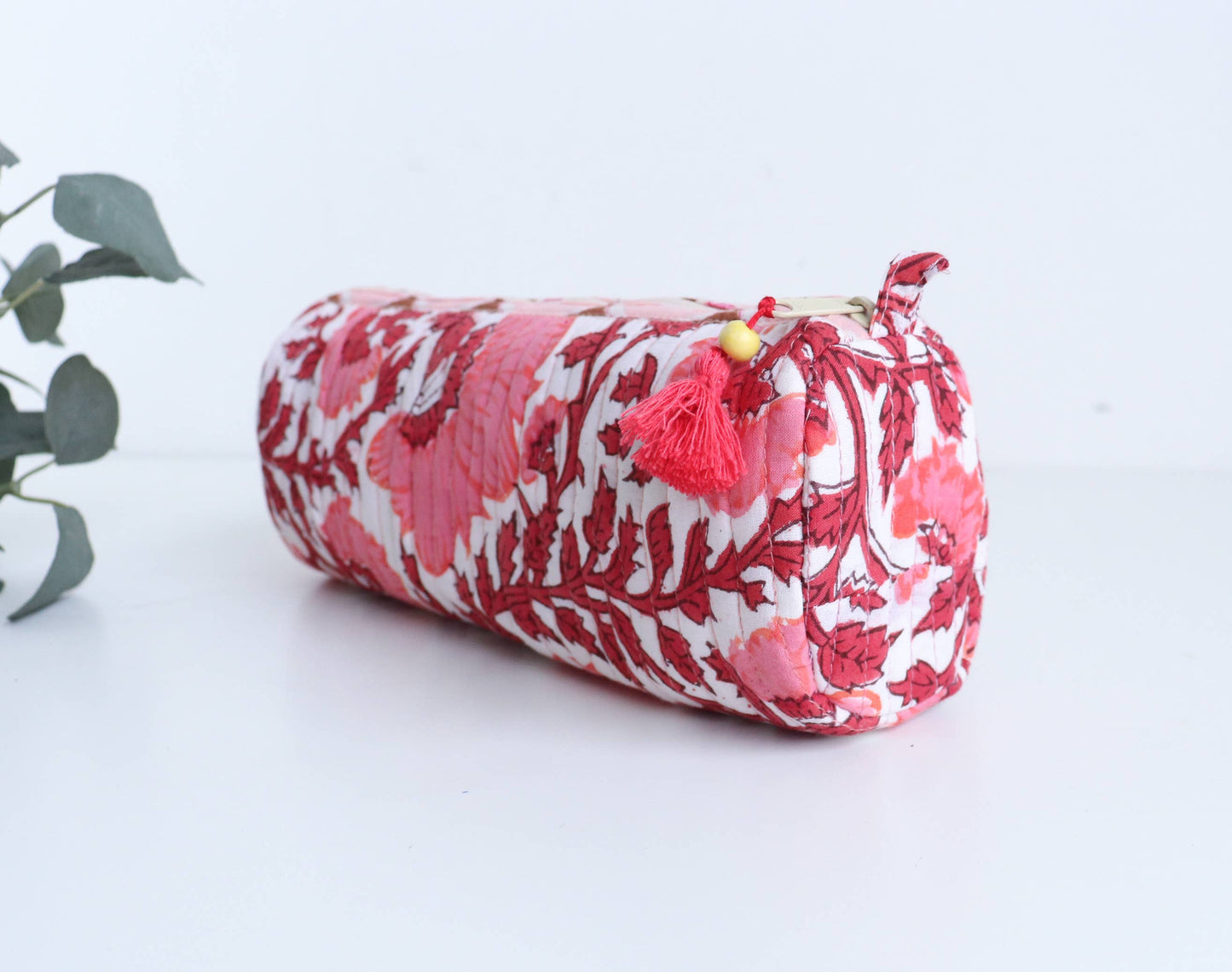 TerraWeave - Quilted Round Pencil Pouch, Make up Brush Bag, Organizer