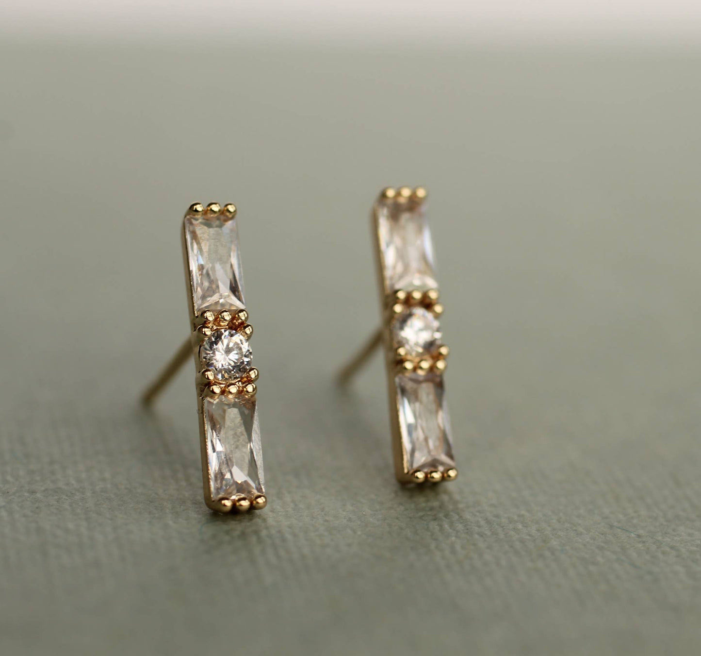 Silk Purse, Sow's Ear - Classic Art Deco Baguette Stud Earrings