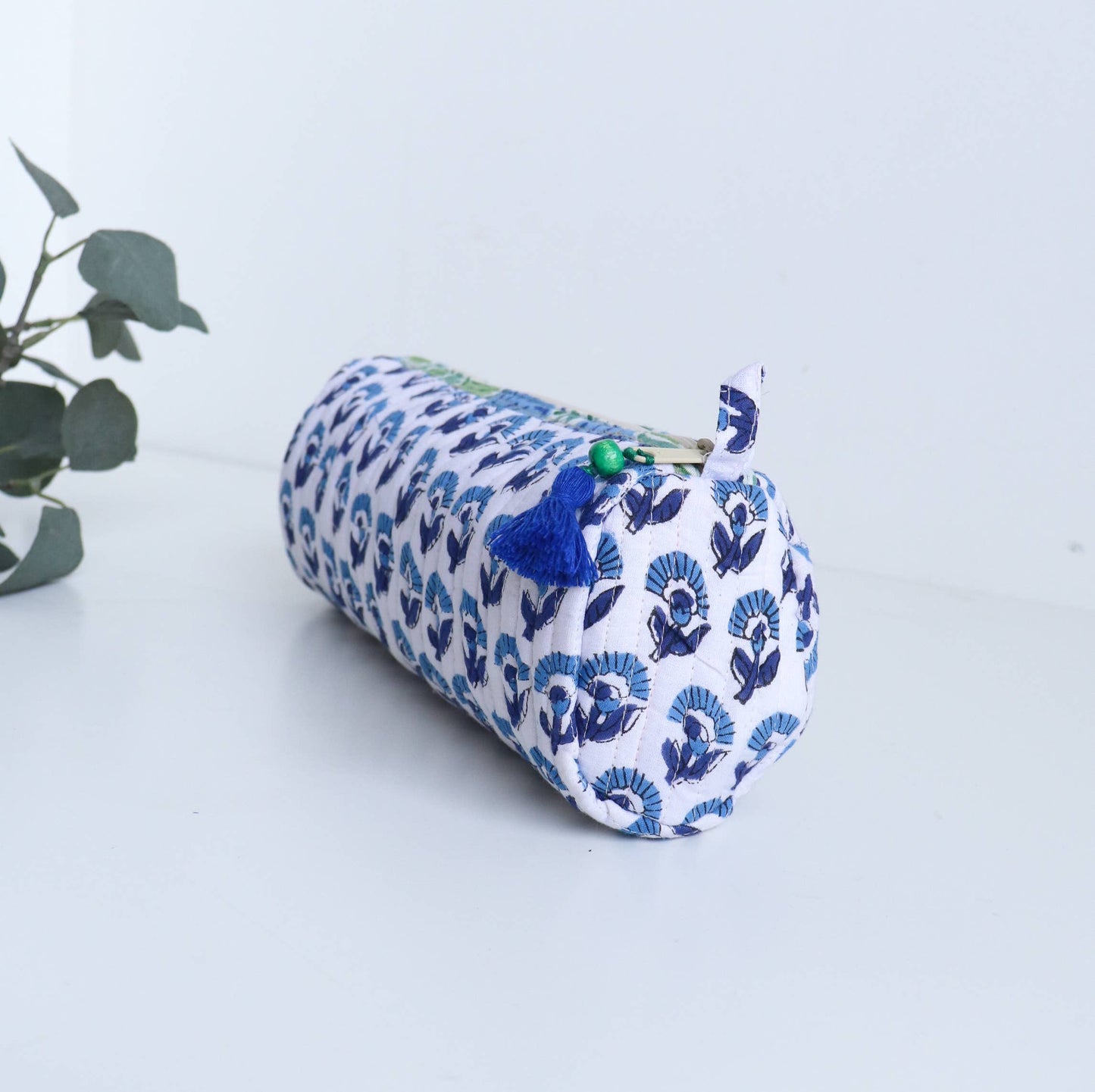 TerraWeave - Quilted Round Pencil Pouch, Make up Brush Bag, Organizer