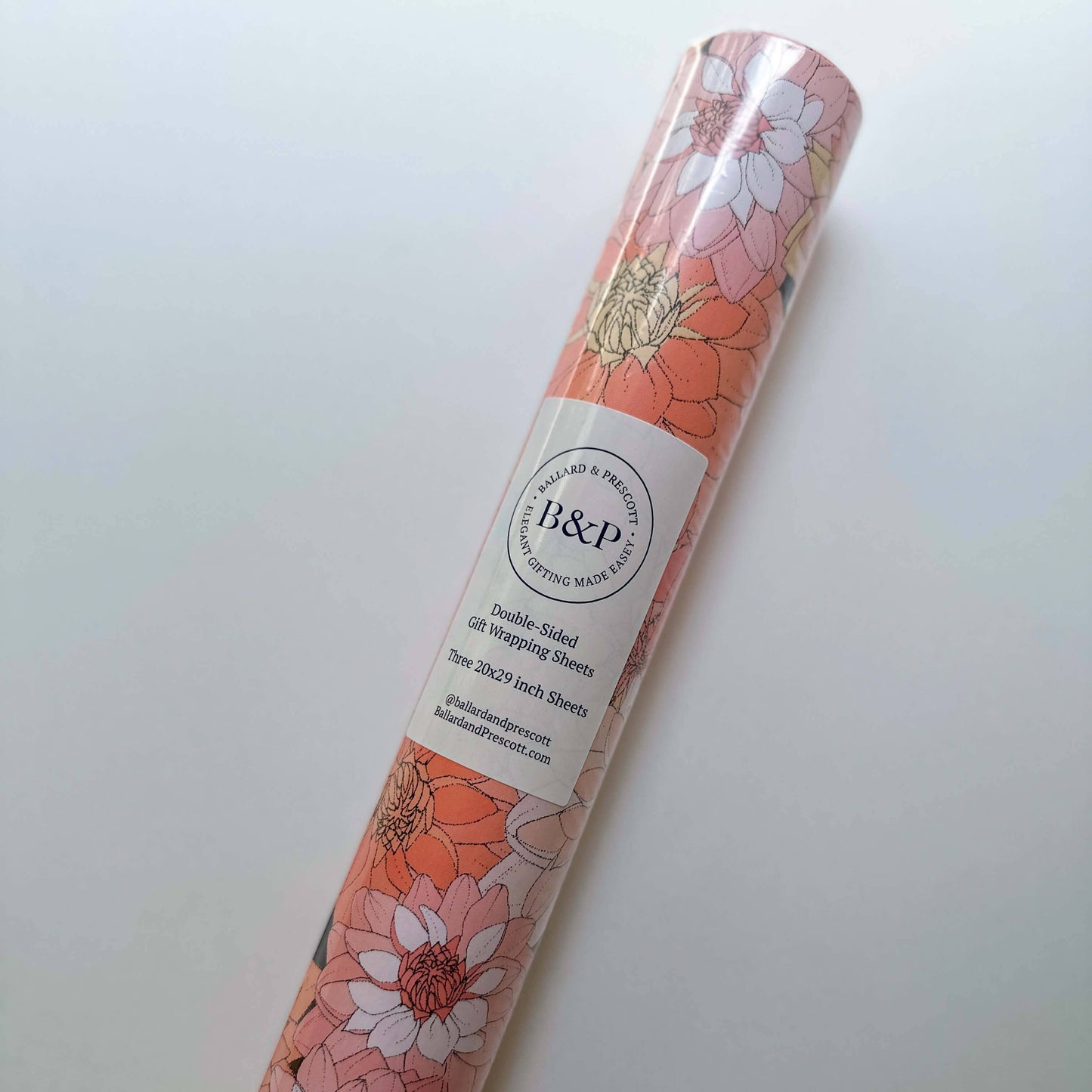 Ballard & Prescott - Dahlias in Pink Wrapping Paper: Single Sheets