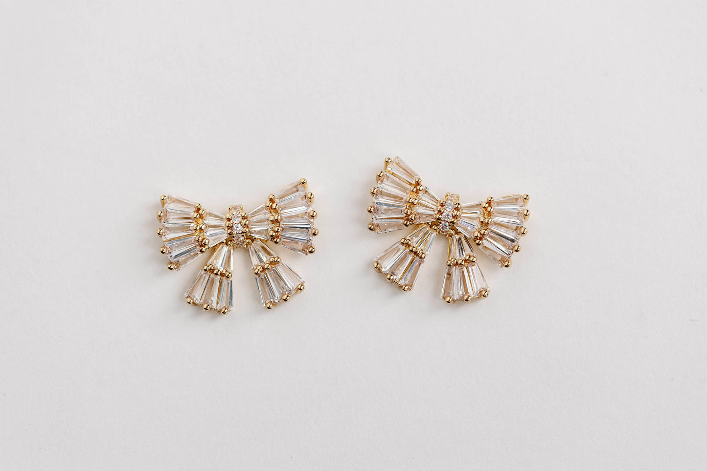 St Armands Designs of Sarasota - Gold Maxi Sparkler Statement Stud Bow Earrings