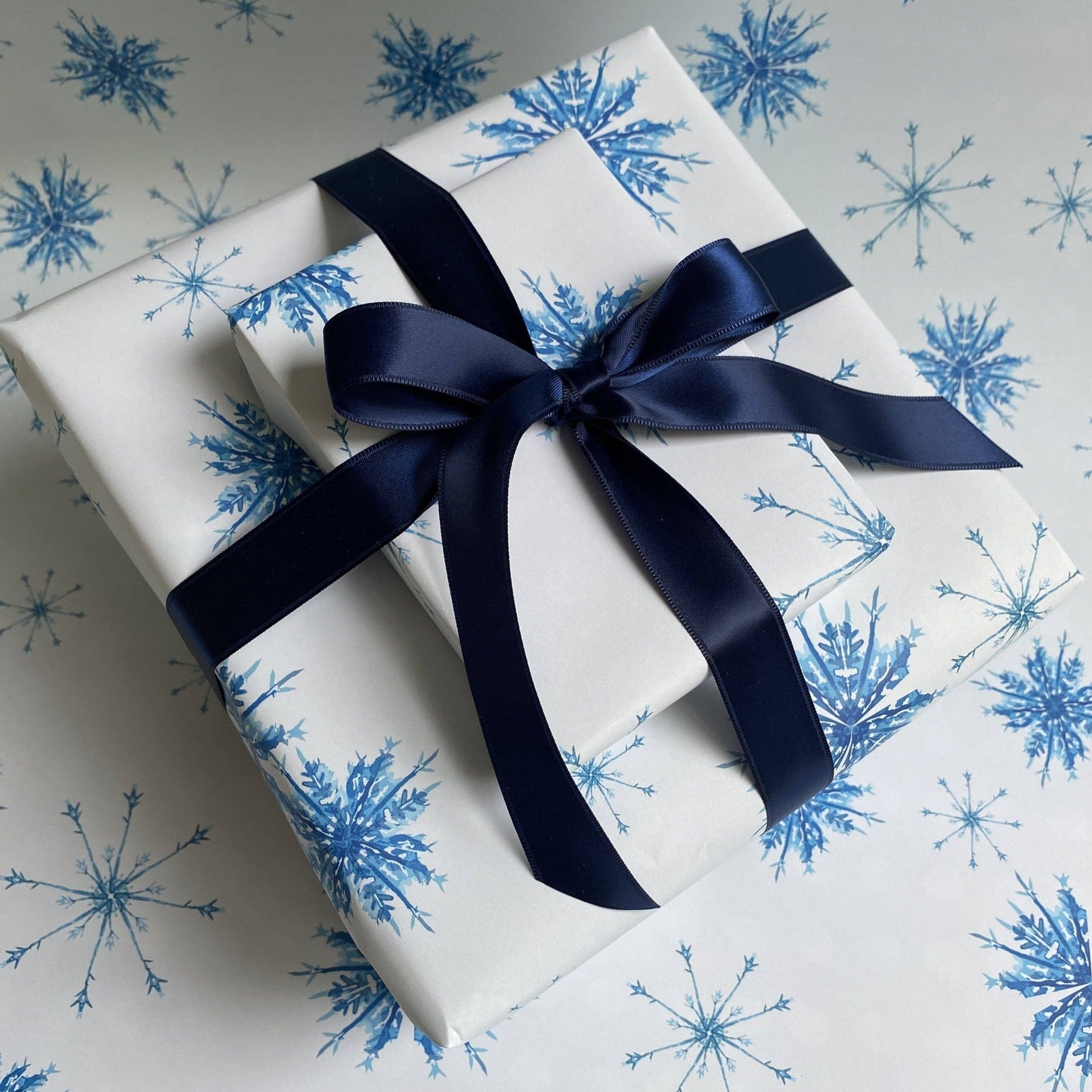 Ballard & Prescott - Blue Snowflake Wrapping Paper - Christmas Gift Wrap