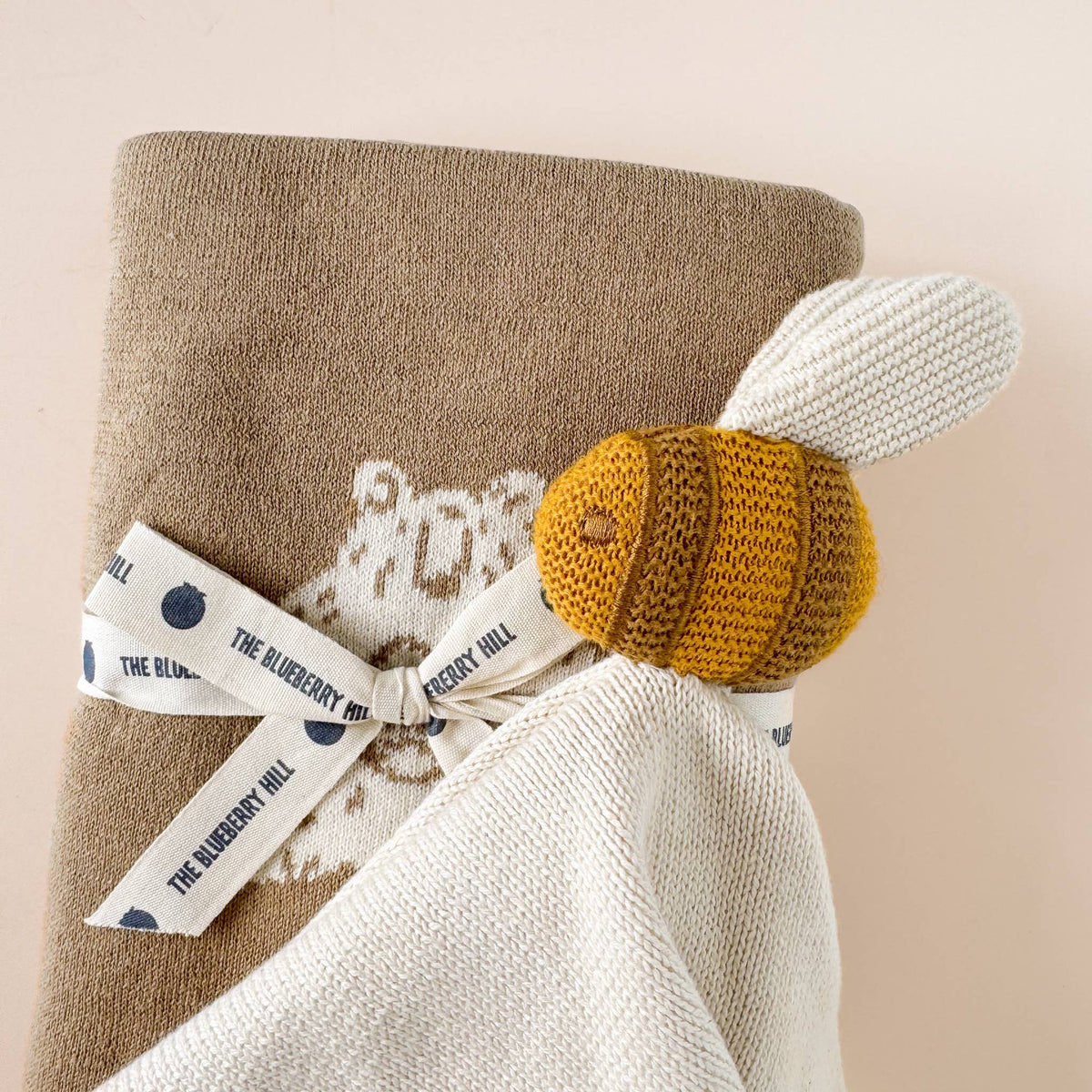 The Blueberry Hill - Lovey Bee Cream Baby Gift Blanket Toy Spring Cuddle Cloth