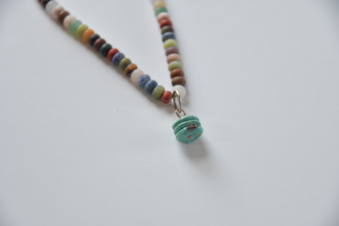 Multi Colored Bead & Turquoise Necklace