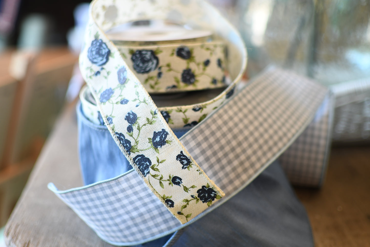 Gingham Check Wired Edge, Light Blue