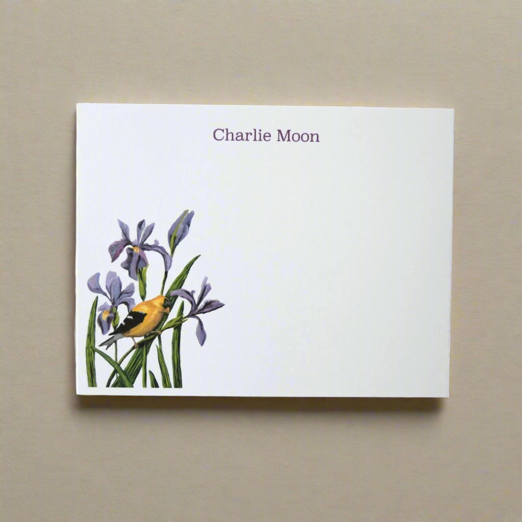 Goldfinch & Iris Personalized Notecards