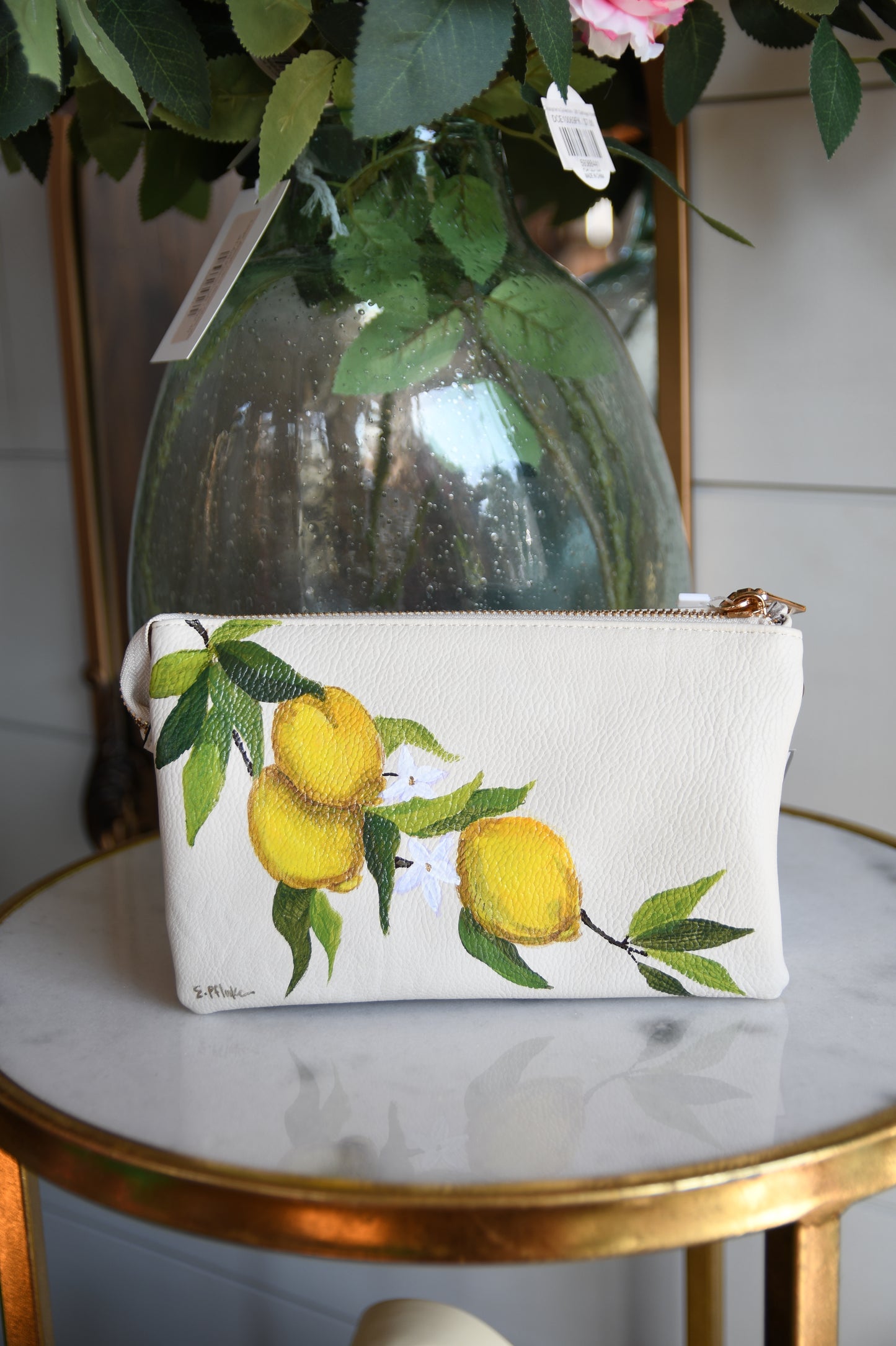 Lemons Hand painted Jen & Co Cotton Riley Bag
