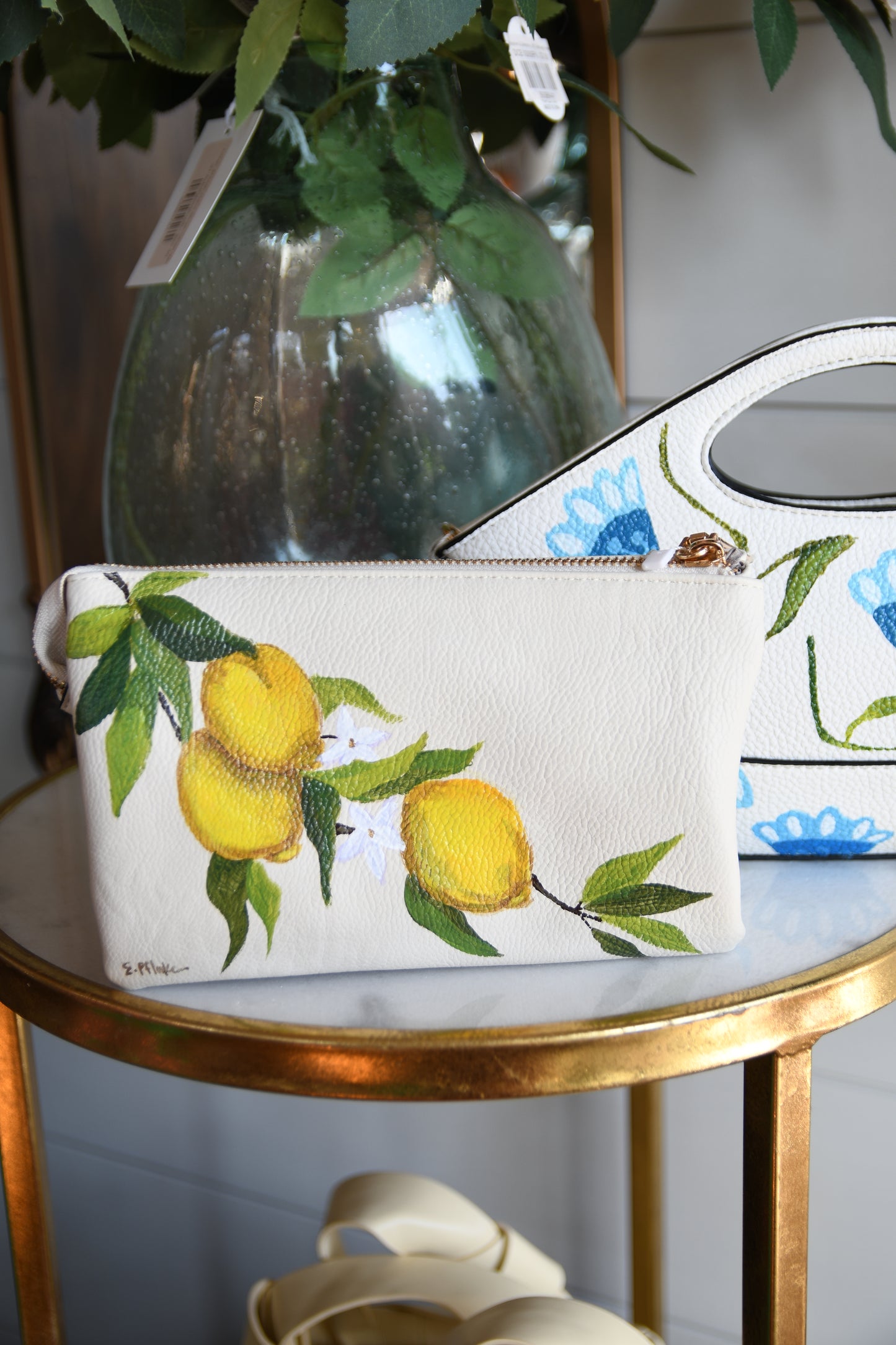 Lemons Hand painted Jen & Co Cotton Riley Bag