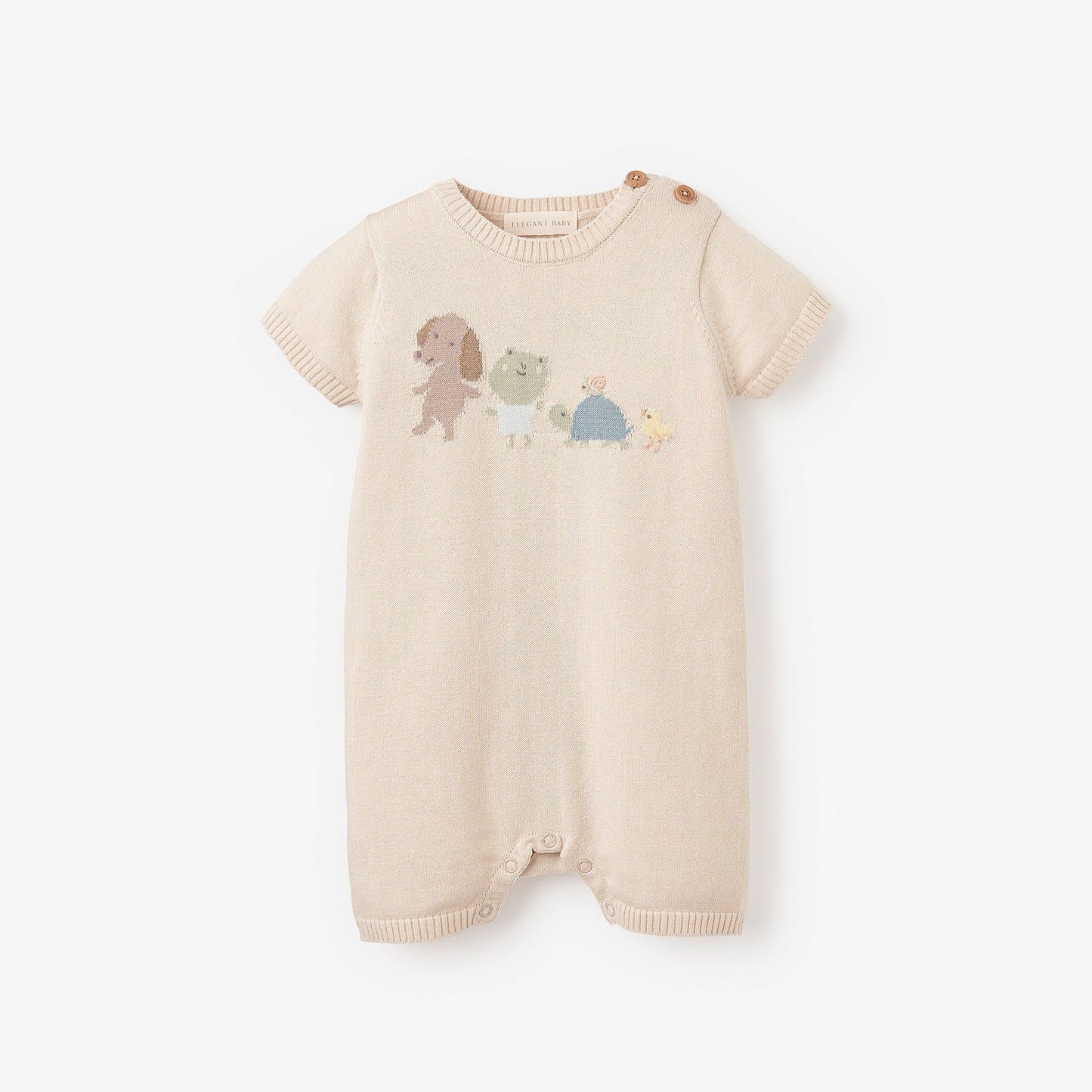 POND FRIENDS KNIT SHORTALL ROMPER