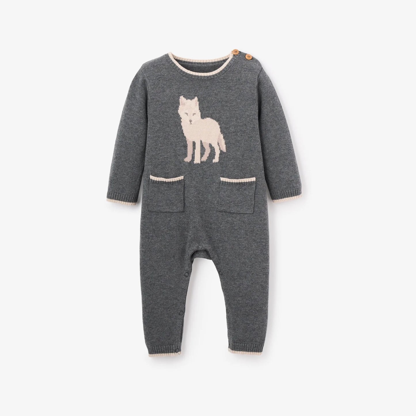 Wolf Knit Baby Jumpsuit