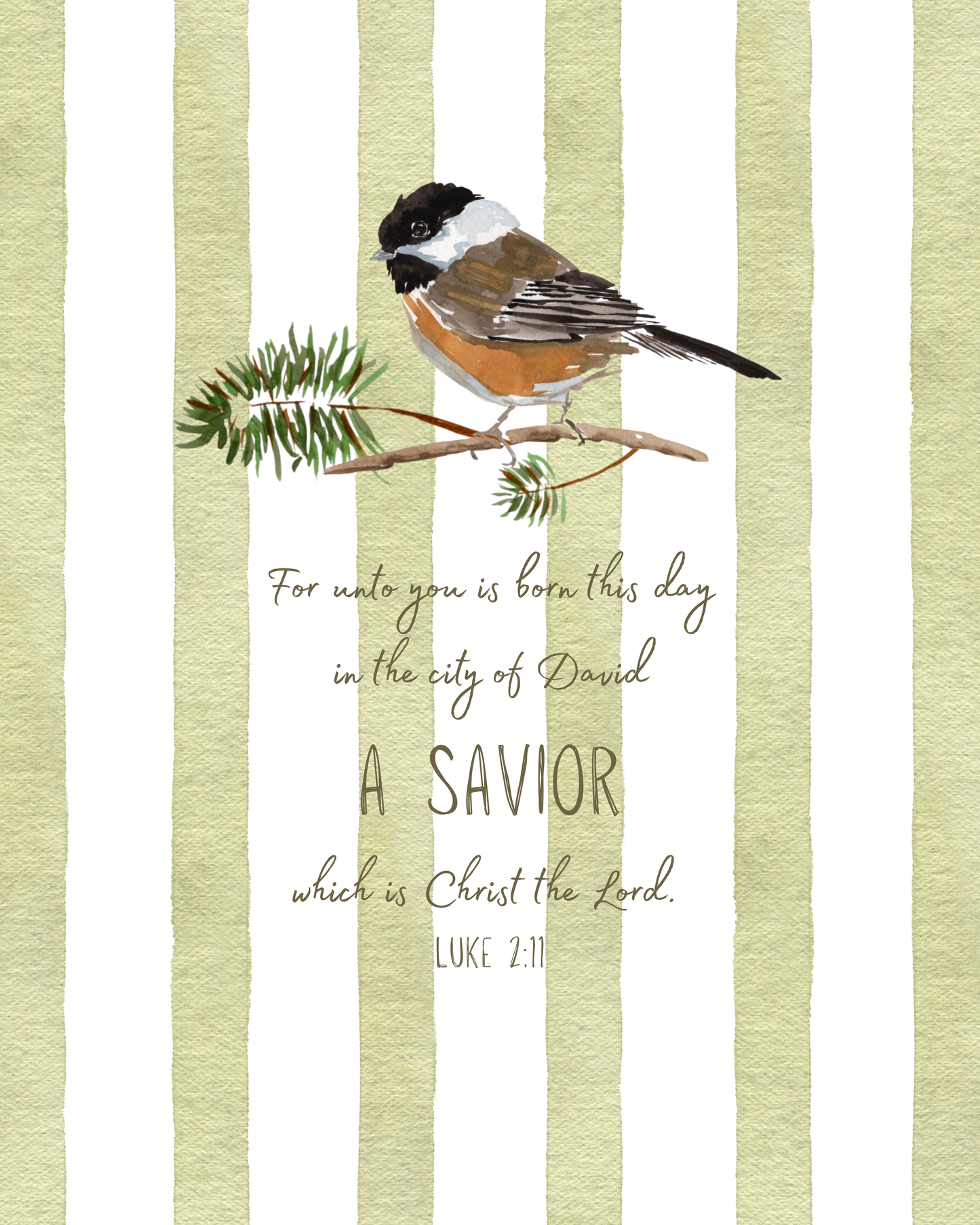 Christmas Art Print Chickadee