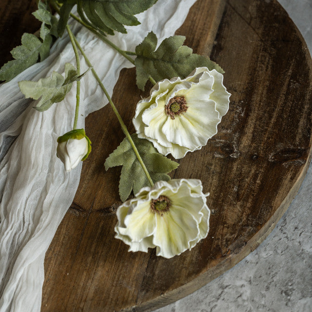 27" Cream Poppy Spray
