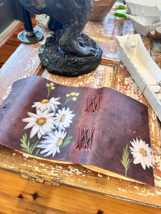 Hand painted leather journal