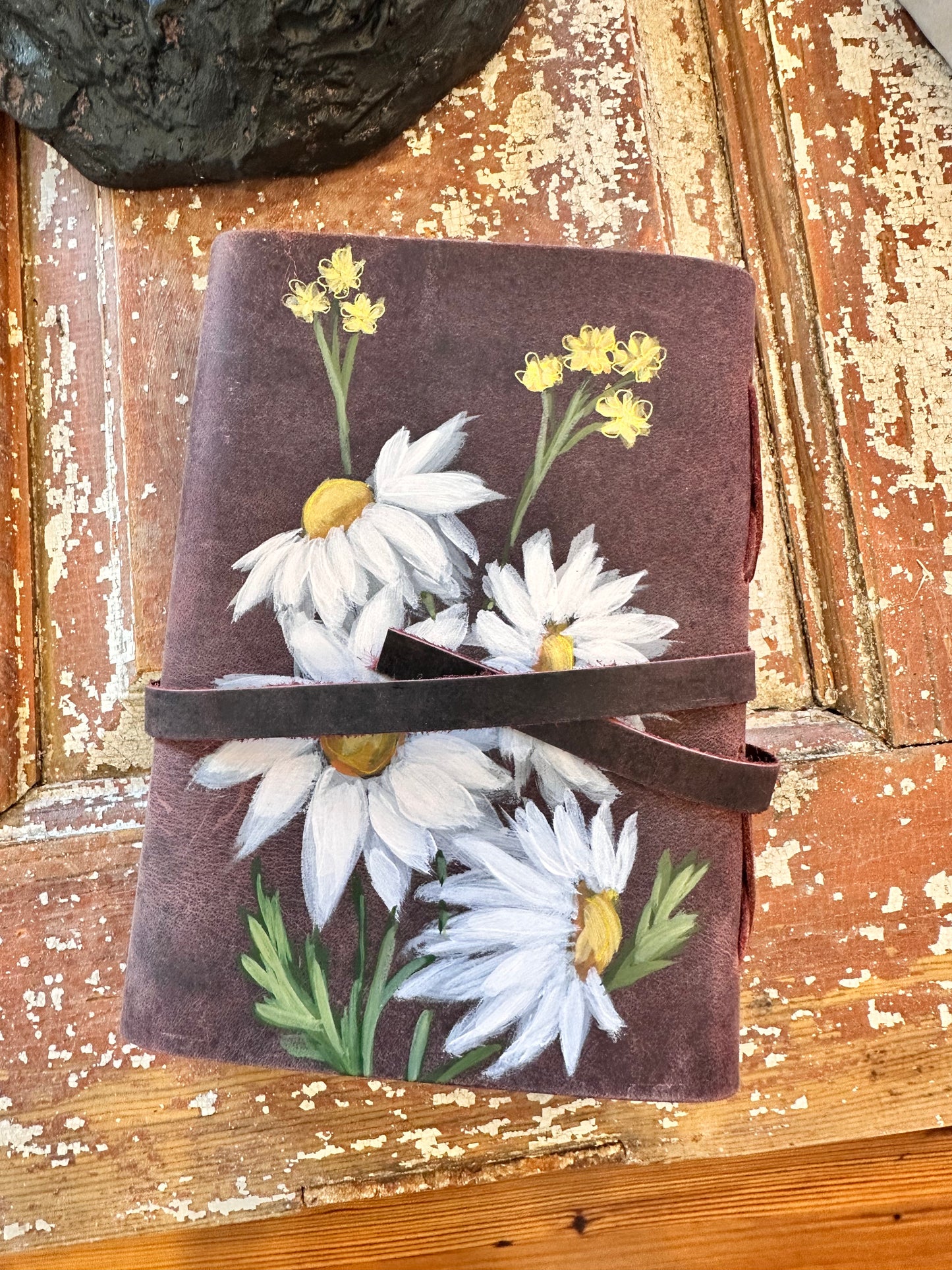 Hand painted leather journal