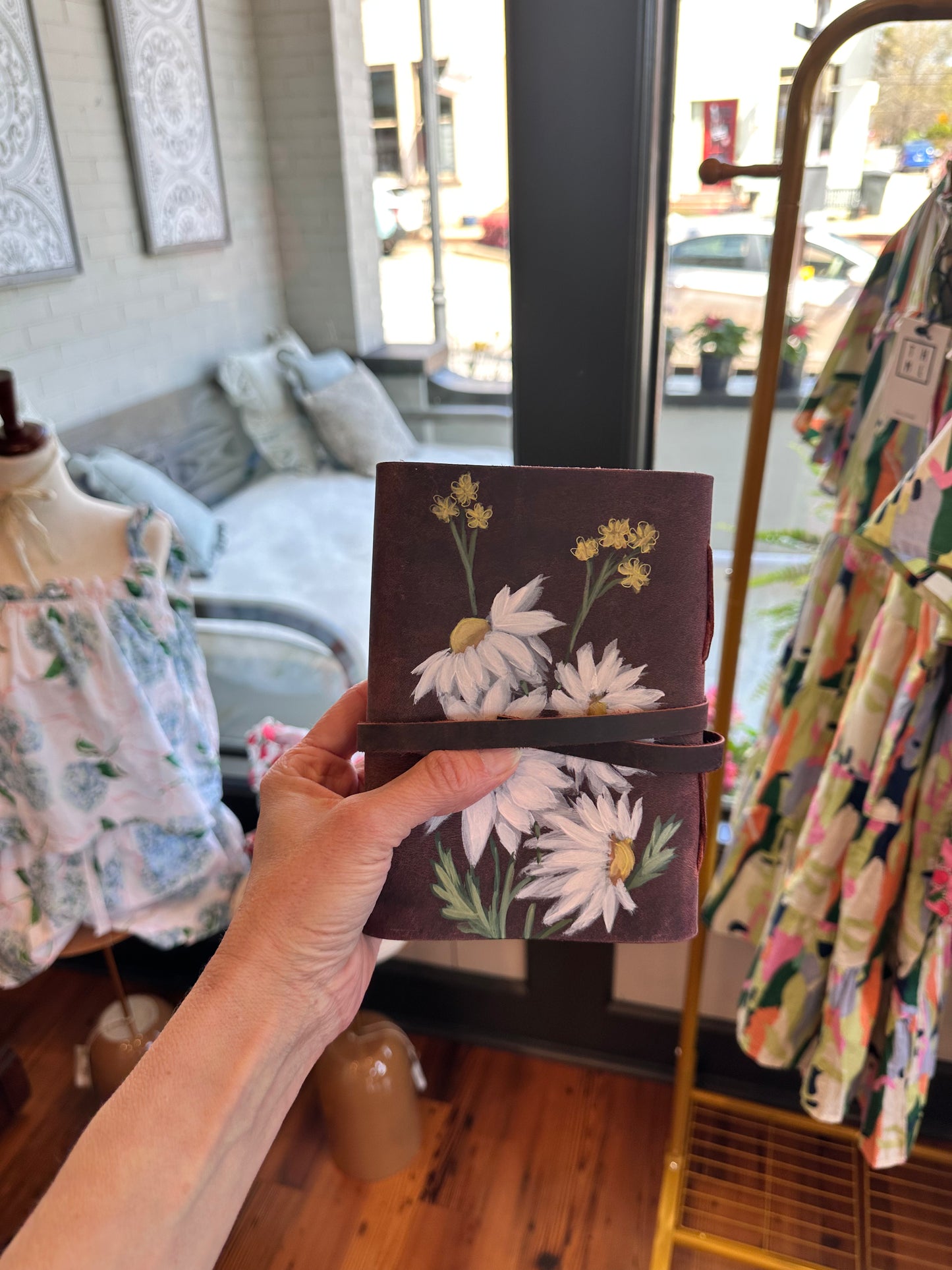 Hand painted leather journal